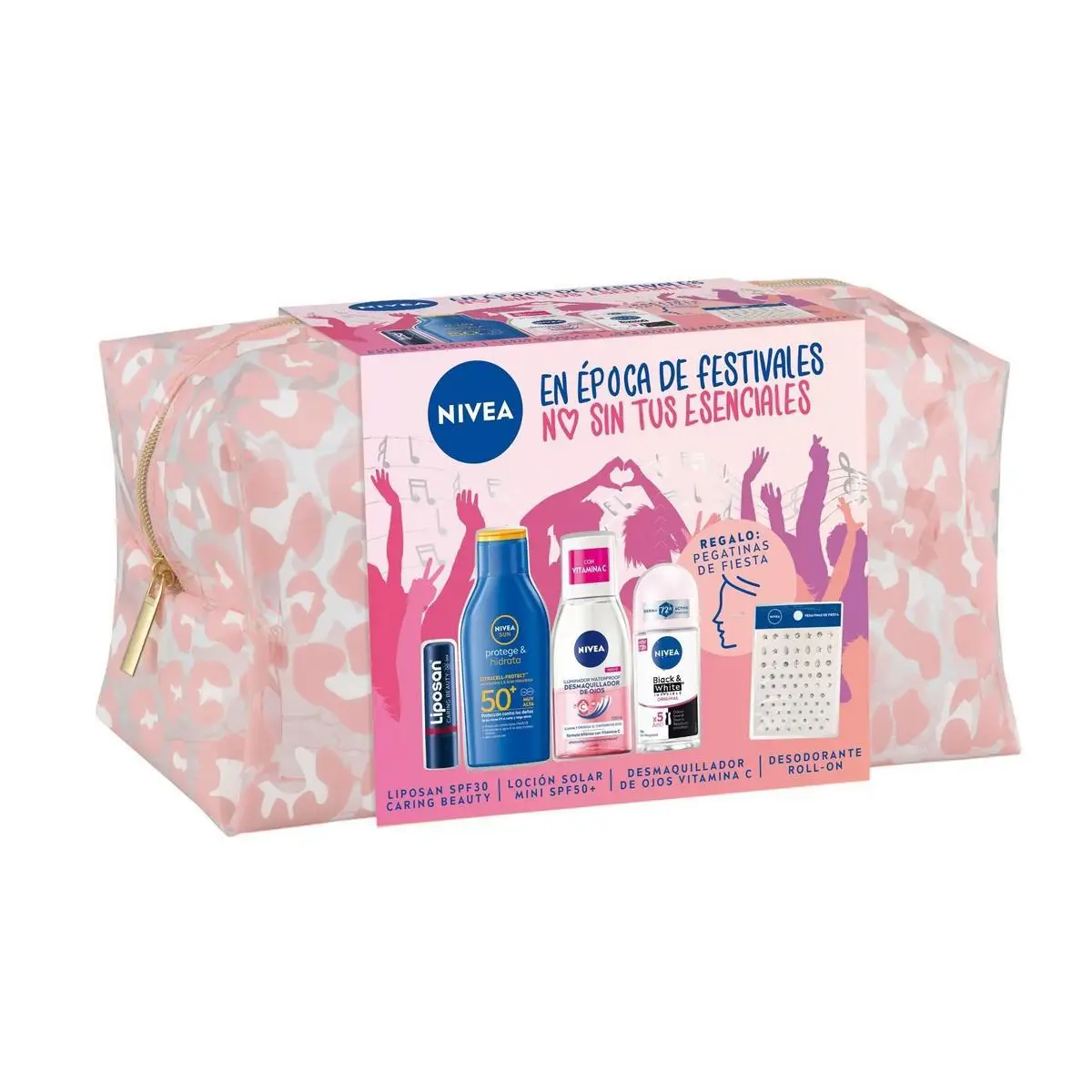NIVEA Pack festivalero - Con neceser y 4 productos + pegatinas de regalo