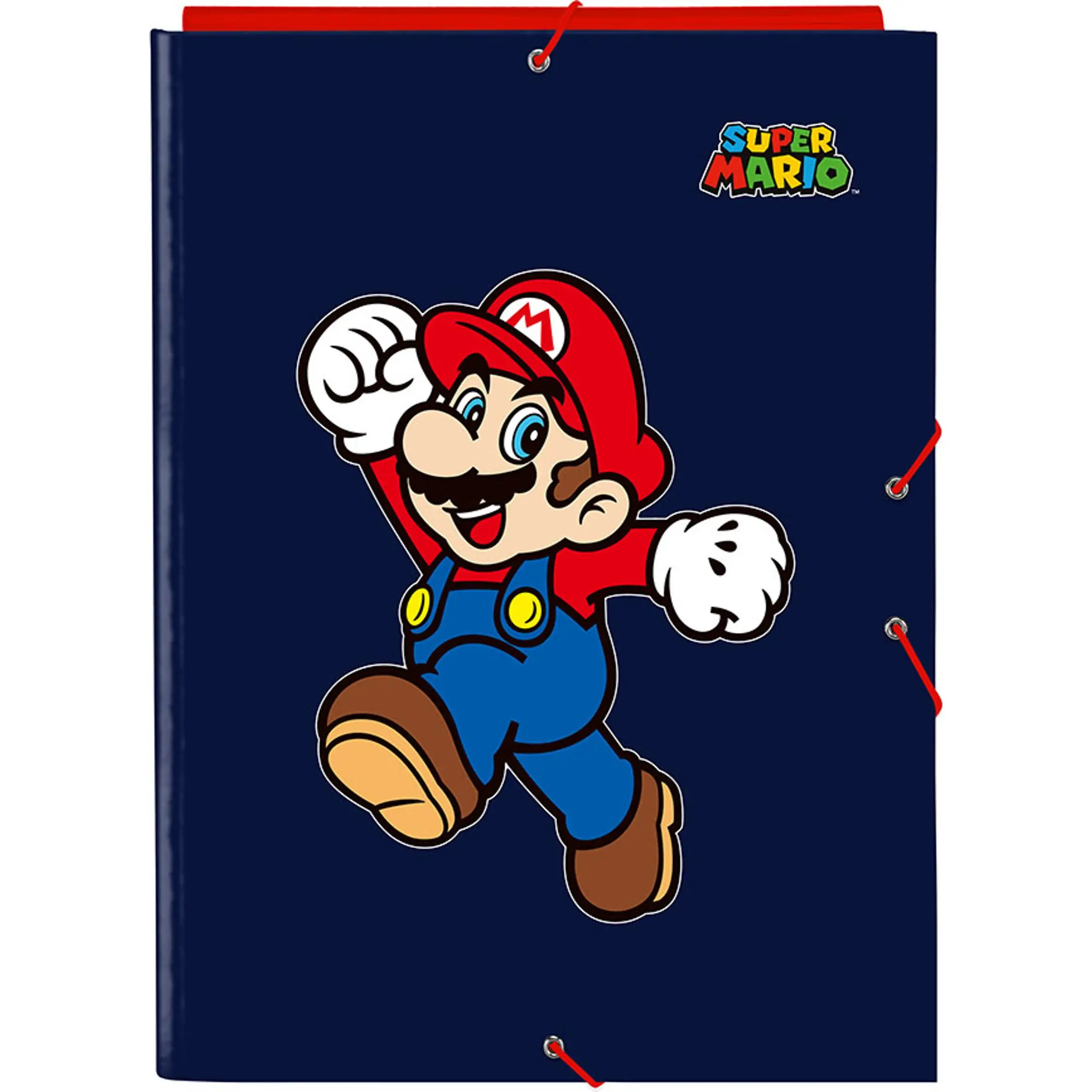 SAFTA  CARPETA FOLIO 3 SOLAPAS SUPER MARIO "WORLD" - Carpeta Anillas Licencia Oficial - Diseño Exclusivo - Ideal para Uso Diario - Material Duradero - Compatible con Hojas A4