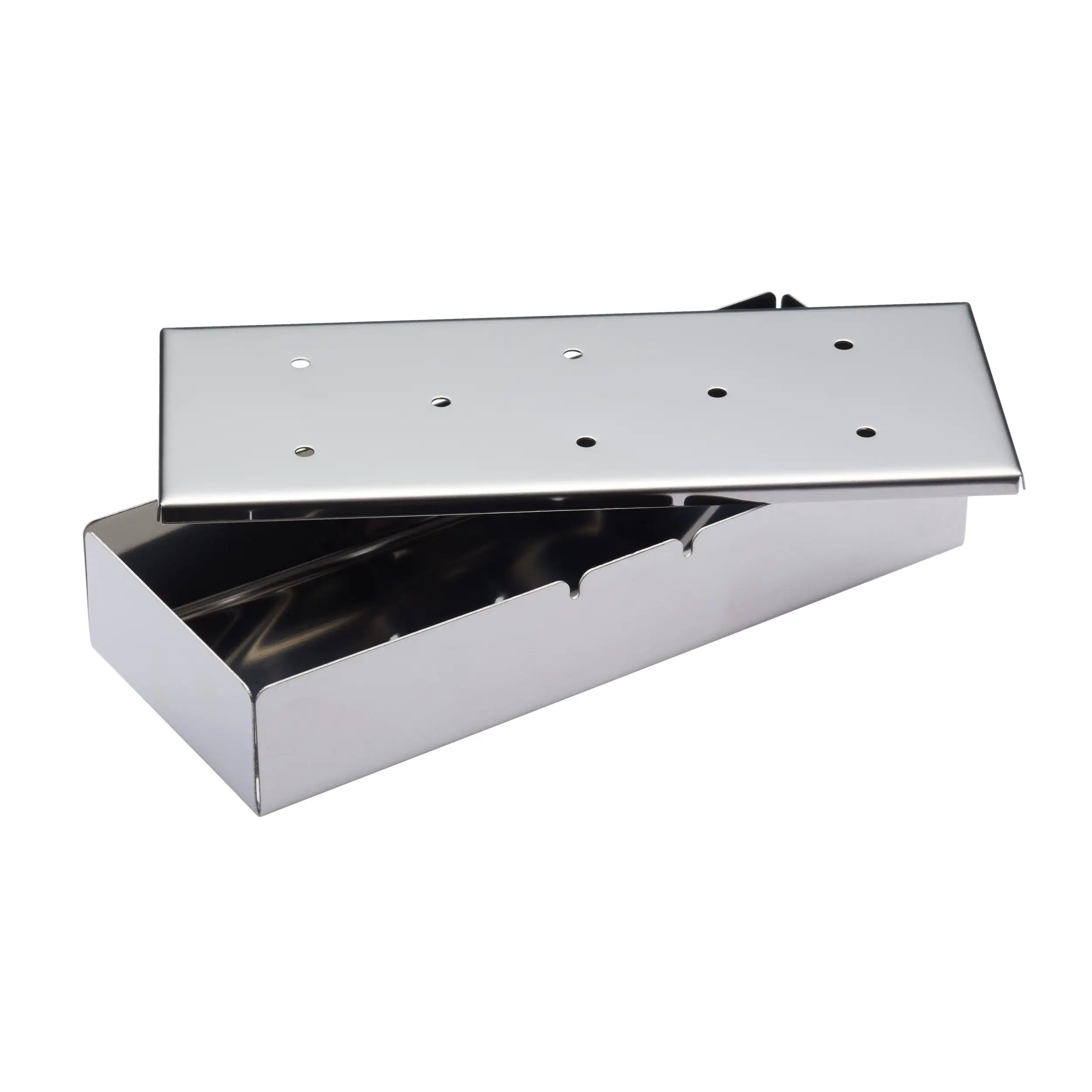 KitchenCraft Stainless Steel BBQ Smoker Box, 22.5 x 9 x 4 cm for barbecue, ideal for charcoal and gas grills, enhances flavor with smoked food.