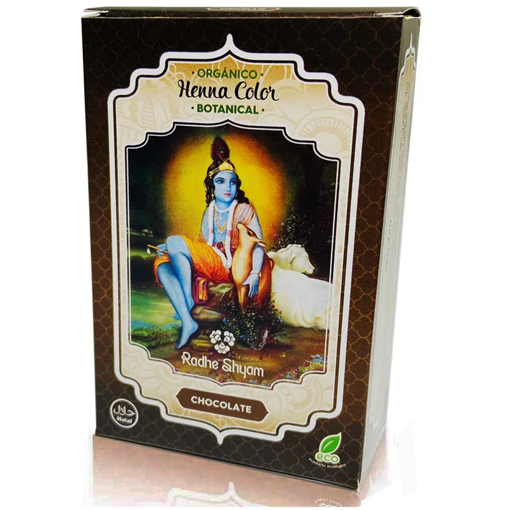 🤎 Radhe Shyam Henna Chocolate en Polvo 100g | Tinte Vegetal Natural para el Cabello 🌿 Castaño Chocolate Sin Amoníaco ✨ Color Intenso y Brillo Natural con Cobertura de Canas