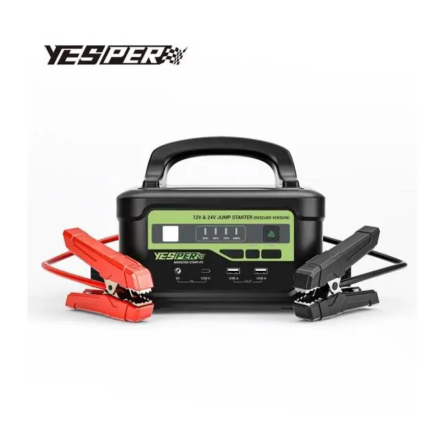 Arrancador Portátil YESPER MONSTER START-P2, 5000A, 122500 mAh, para Automóviles y Camiones, Ideal para Emergencias, con Carga Rápida y Función Dual 12/24V