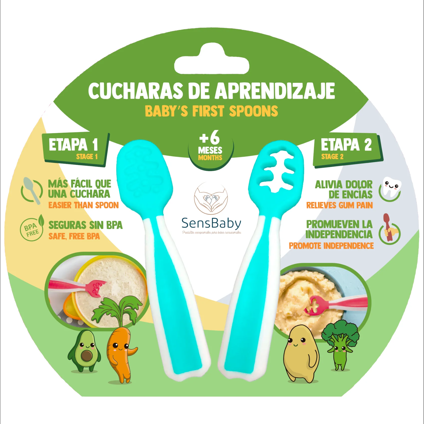 Cuchara Silicona Bebe - Utensilios para la alimentación, Cuchara Bebe, Cubiertos Bebe, Cuchara Bebe Aprendizaje, Cuchara Bebe Silicona, Precucharas Bebe Blw en 2 Etapas, Cucharas Bebe 6 Meses