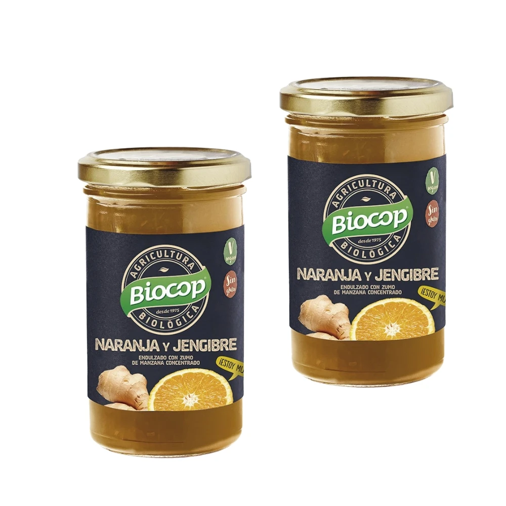 Compota de naranja y jengibre  Packs 2  Sin gluten  Vegana  Biocop
