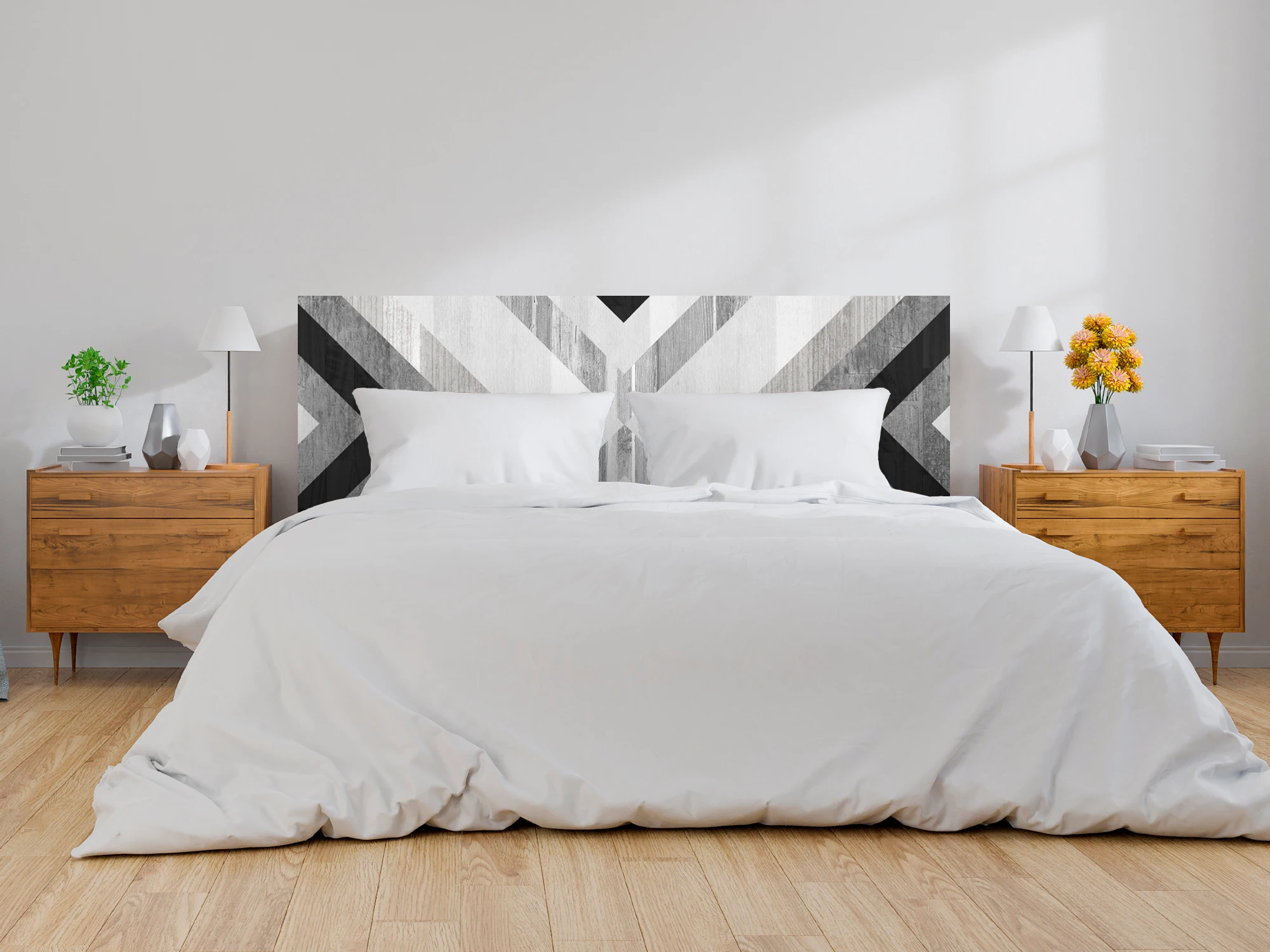 Oedim headboard bed PVC headboard Wood gray wood lines in different sizes. Headboard light and elegant