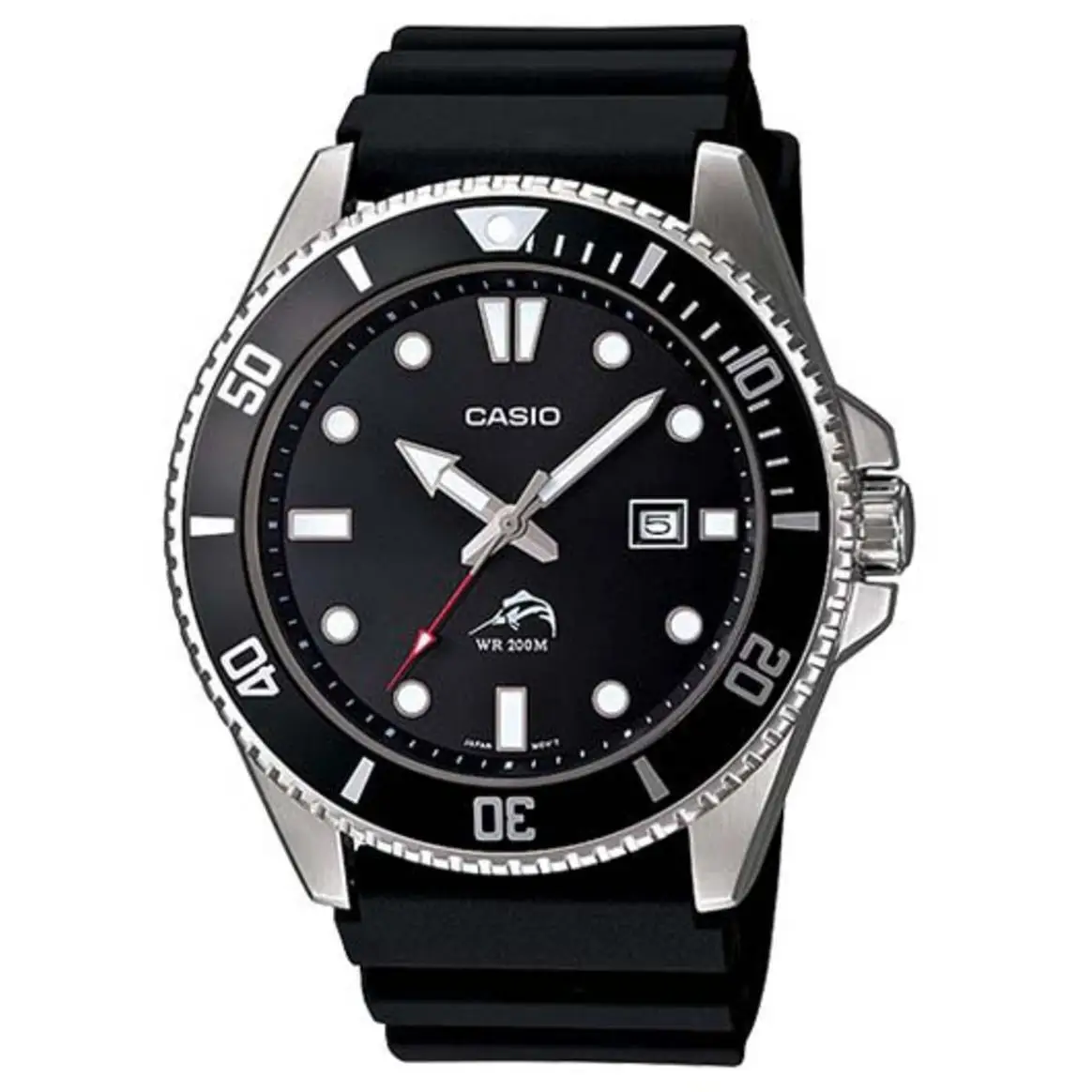 Casio marlin diving men's watch mdv-106-1a black dial 44mm rubber strap 200m water resist casio marlin mdv-106-1a men's diving watch black dial 44mm rubber strap 200m water resist