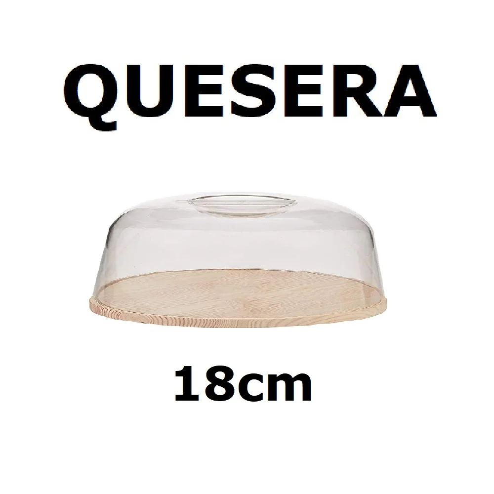 Quesera Madera Tapa Metacrilato 18/20/22/24 Cm,para queso y mantequilla,ARTESANIA EN MADERA NATURAL,gerimport,fespu