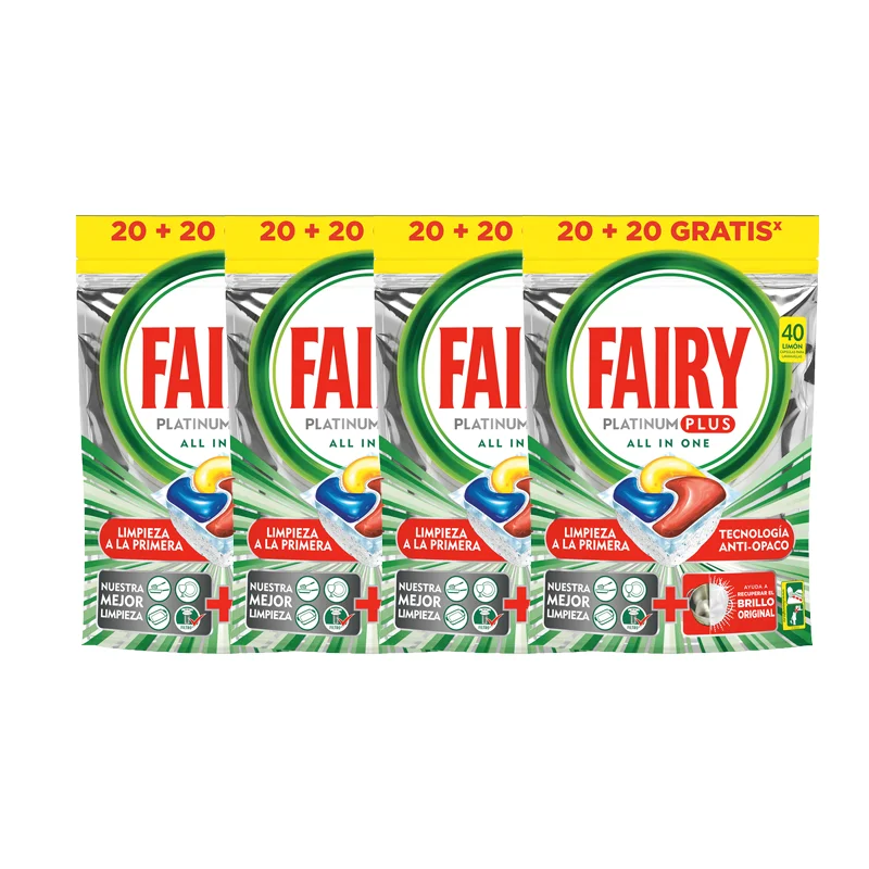 Fairy Platinum Plus All in One 160 dishwasher tablets, 2x1 saving Pack, in total 160 capsules, deep cleaning and Extra gloss, fragrance lemon