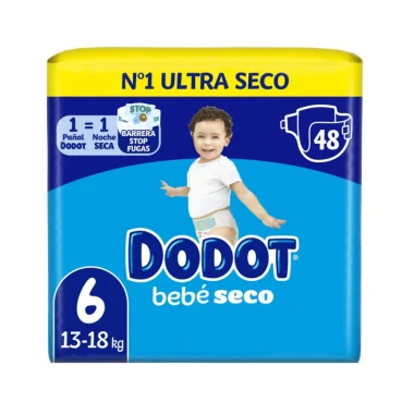 Dodot Bebé-Seco Talla 6 (13-18 kg) 48 Pañales – Sequedad Duradera y Protección Anti Fugas