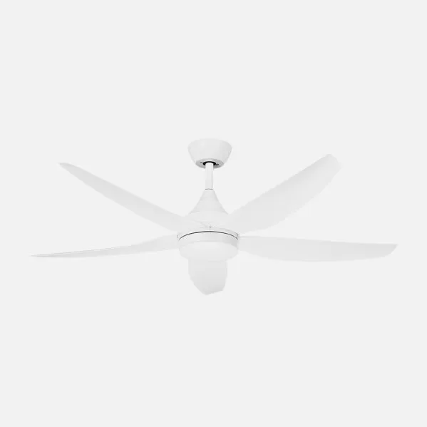 ABRILA - Ventilador DC Elda 18W Blanco | 5 cuchillas | 6 velocidades | Tecnología LED 2250lm | Control remoto con memoria y temporizador | 144cm