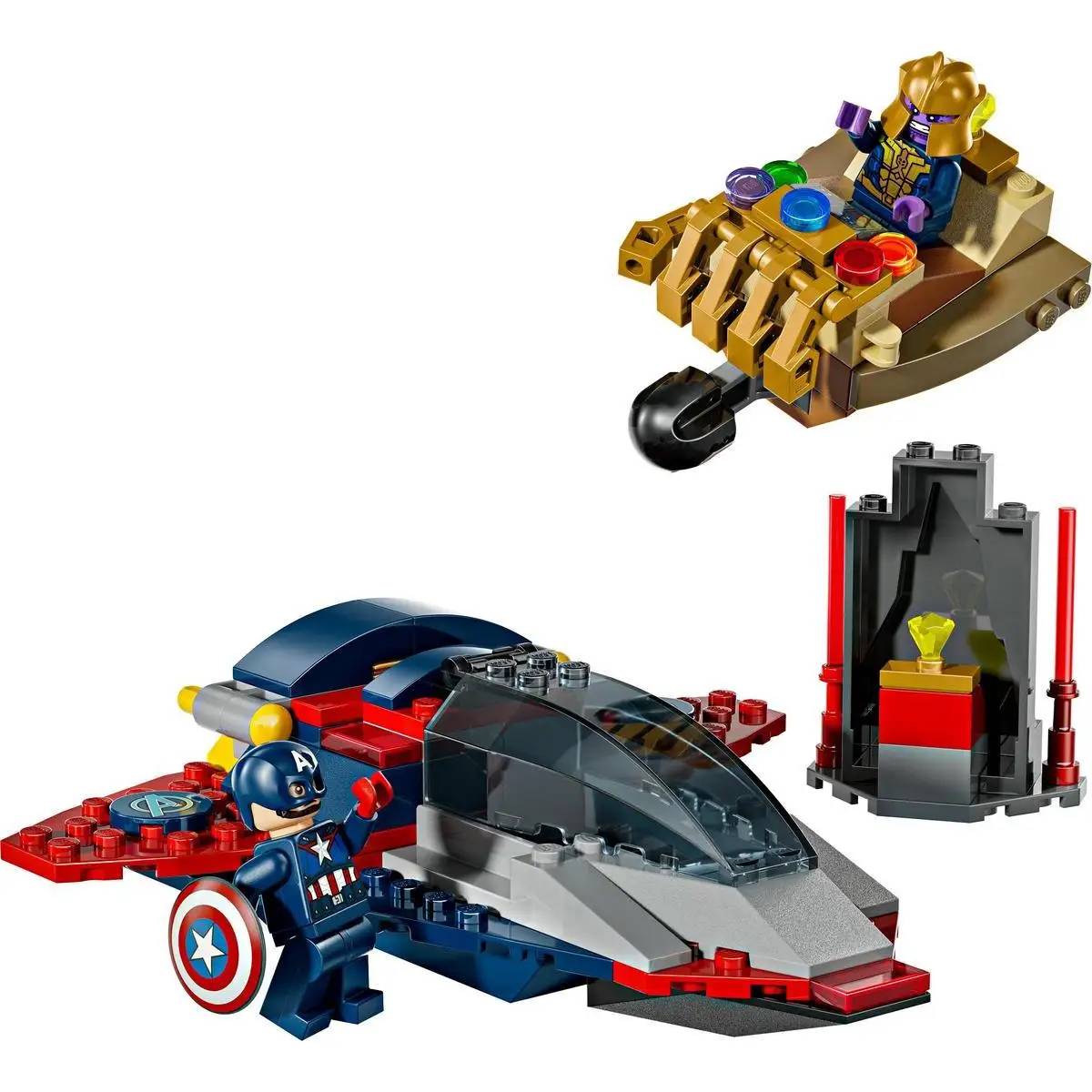 Lego ® |   Marvel captain america vs. thanos superhero building toy with jet plane, rocket and 2 minifigures, gift for boys and girls ages 4 and up 76319