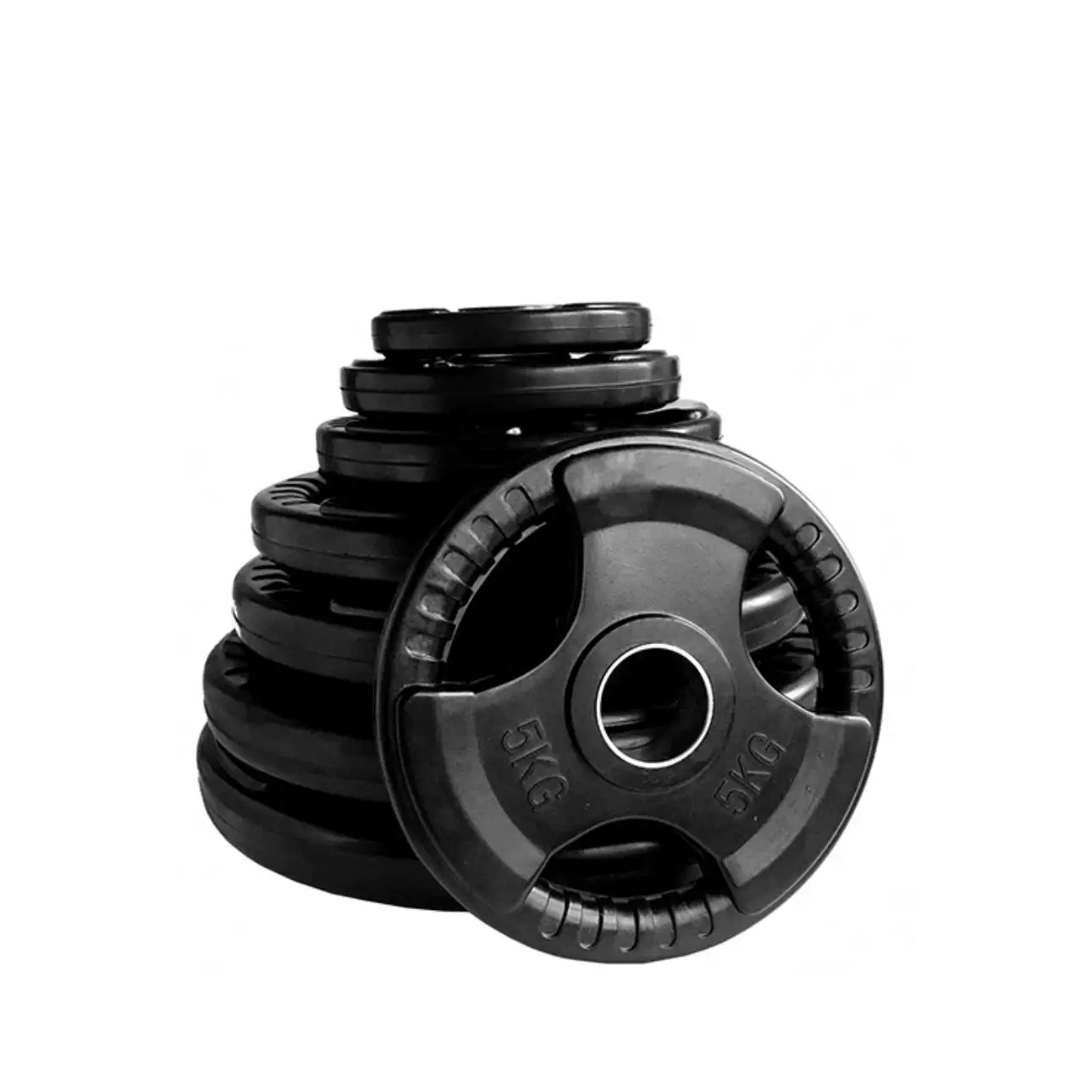 OZIO FITNESS Disco de Pesas 5 kg Olímpico 50 mm Goma Premium 3 Agarres