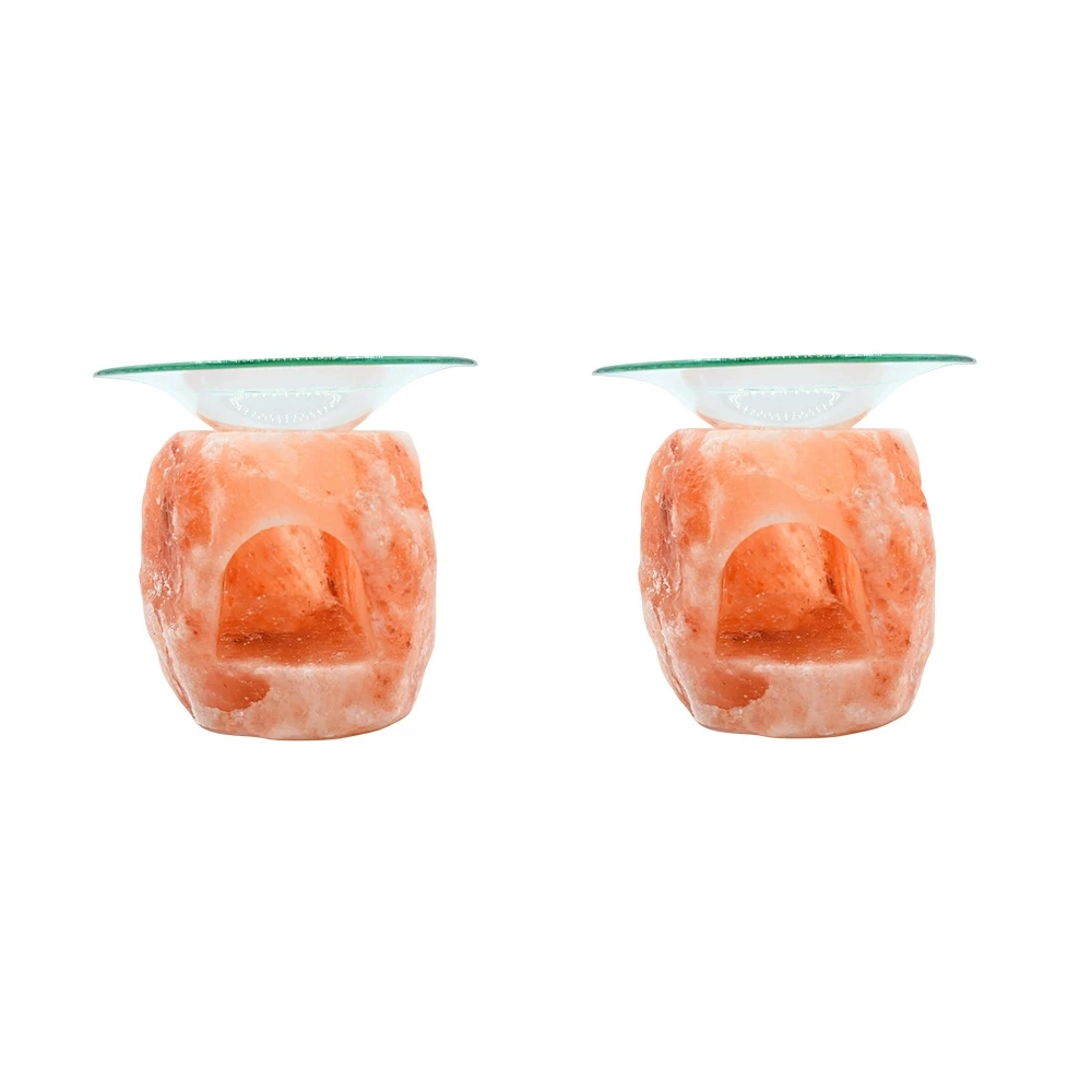 PLUSHOME Pack 2 Portavelas y Quemador de Sal Himalaya.Con formas. - Decoración del Hogar -Meditación -Relajacion- Bienestar-Concentracion-Yoga