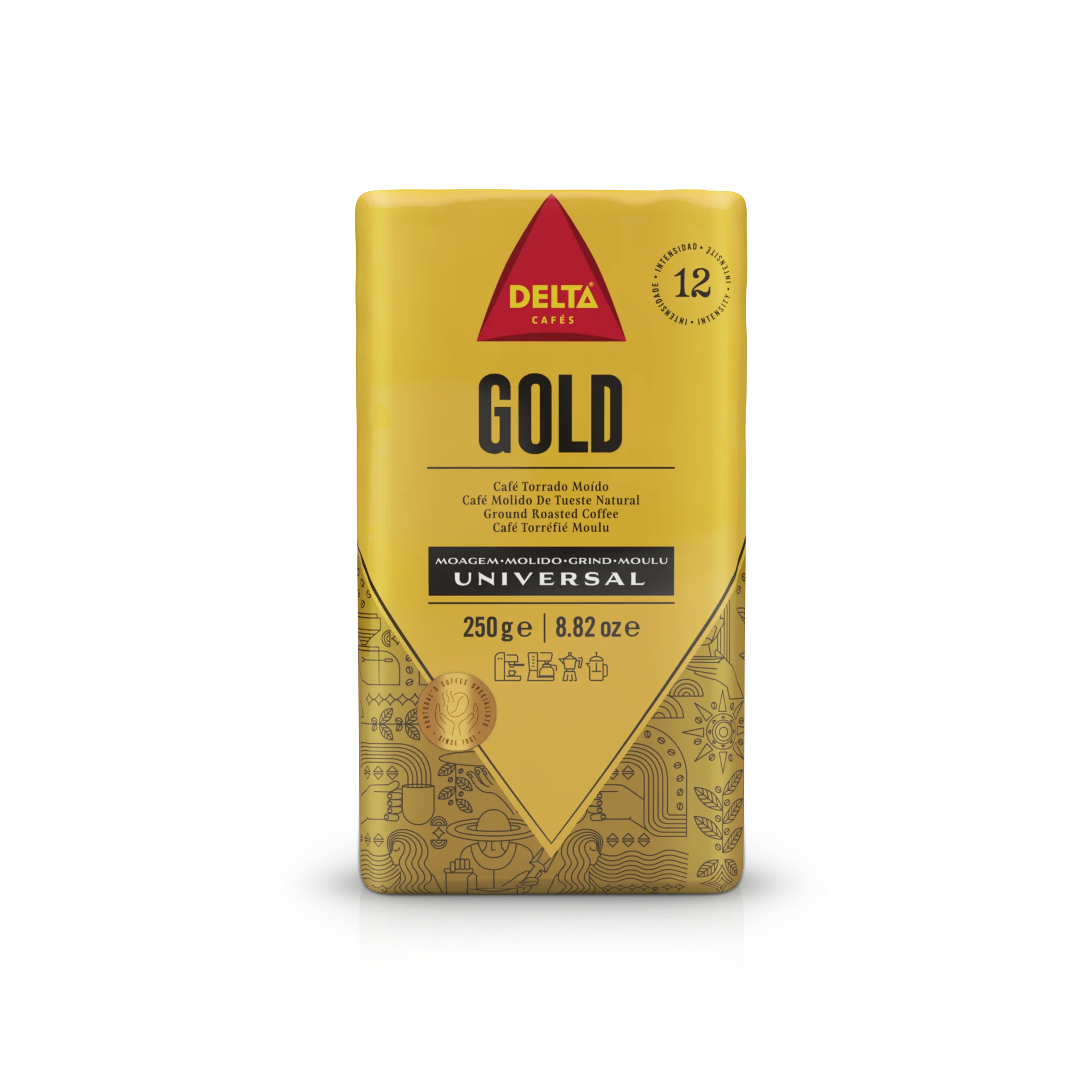 Delta Gold - Café Molido Natural 250 Gr -Notas a nueces y almendras tostadas, especias y toque afrutado