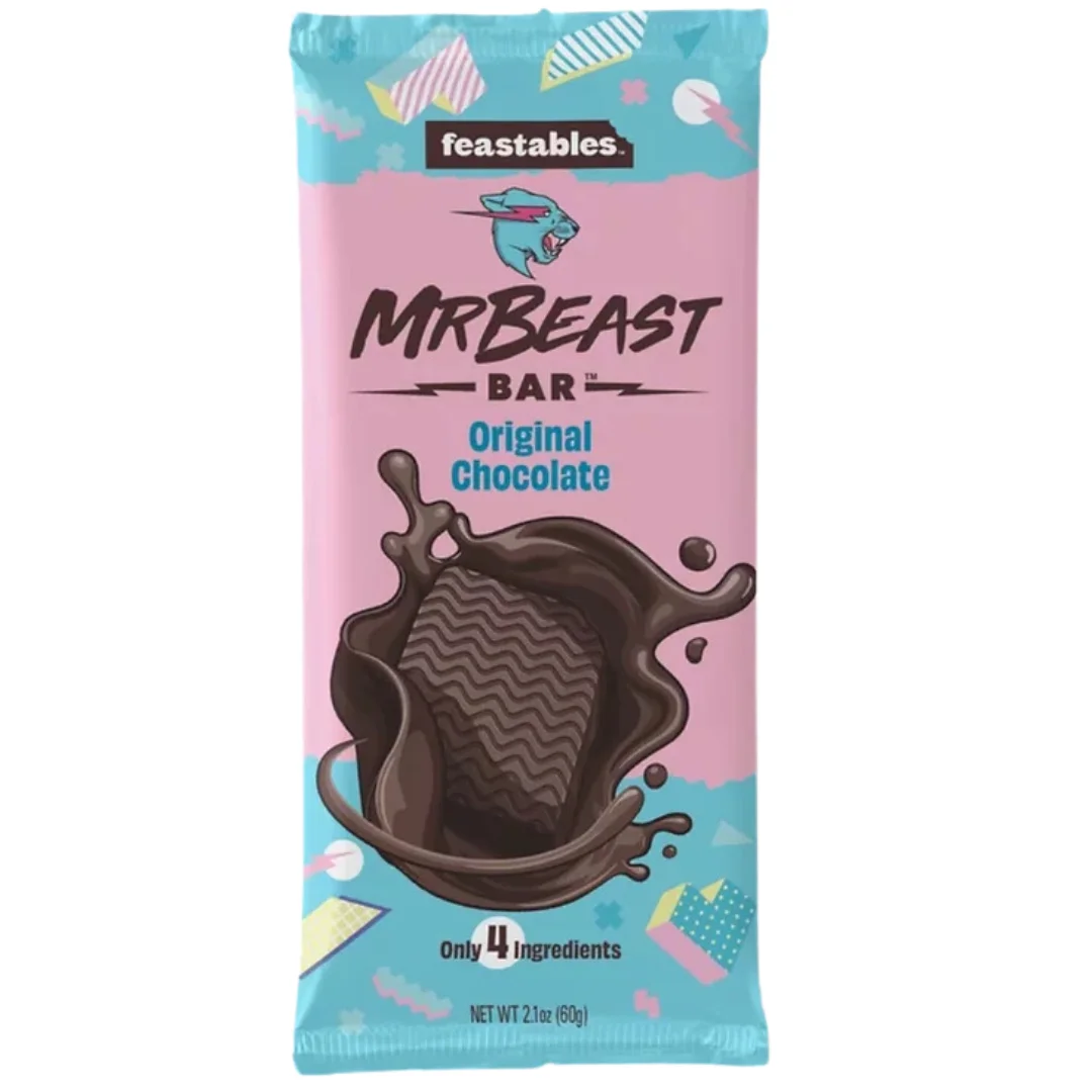 Mr beast feastables chocolate board (original, crunch, deez nutz) 60gr- pack 3