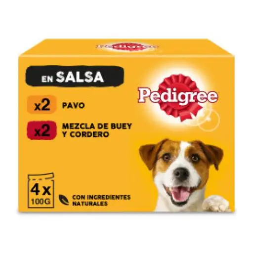 Pedigree Comida Húmeda Selección de Carnes Mixtas en Salsa para Perros - 4x100 gr