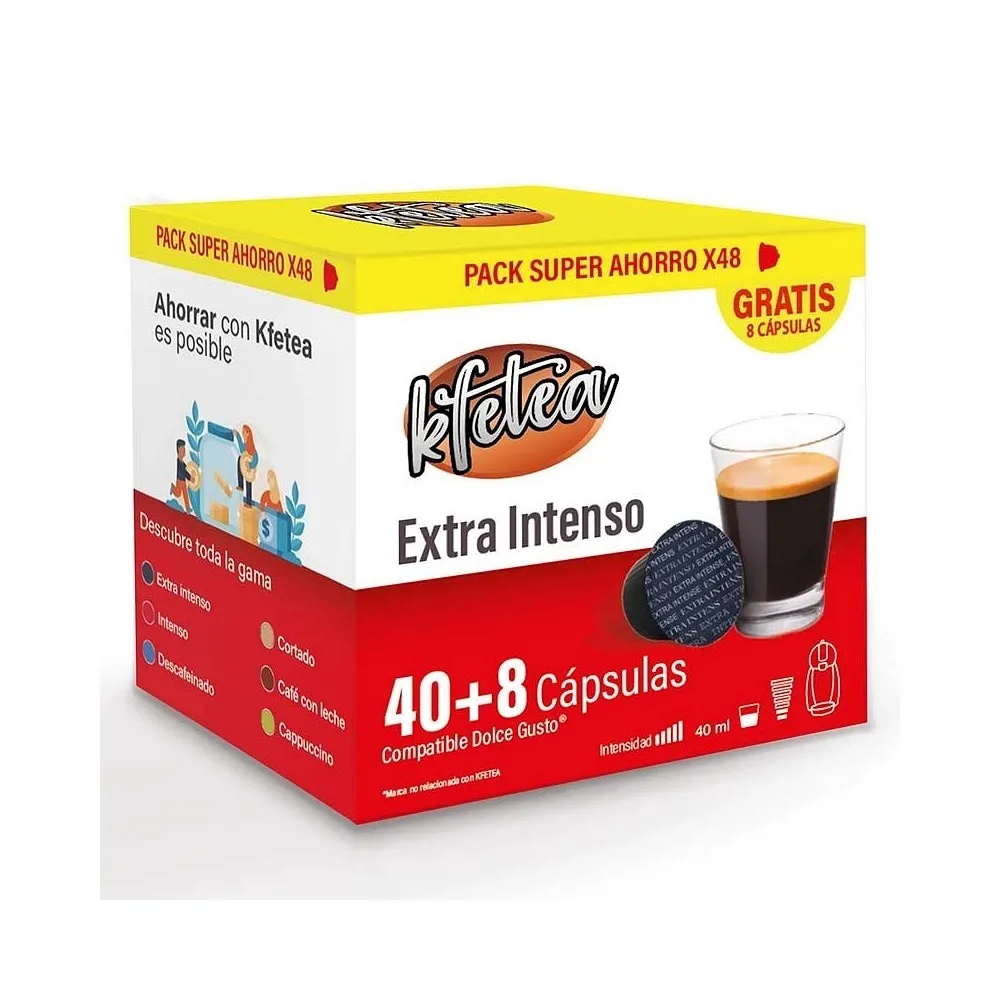 Extra Intenso Kfetea compatible Dolce Gusto 48 cápsulas, Formato Super Ahorro 8436583660171