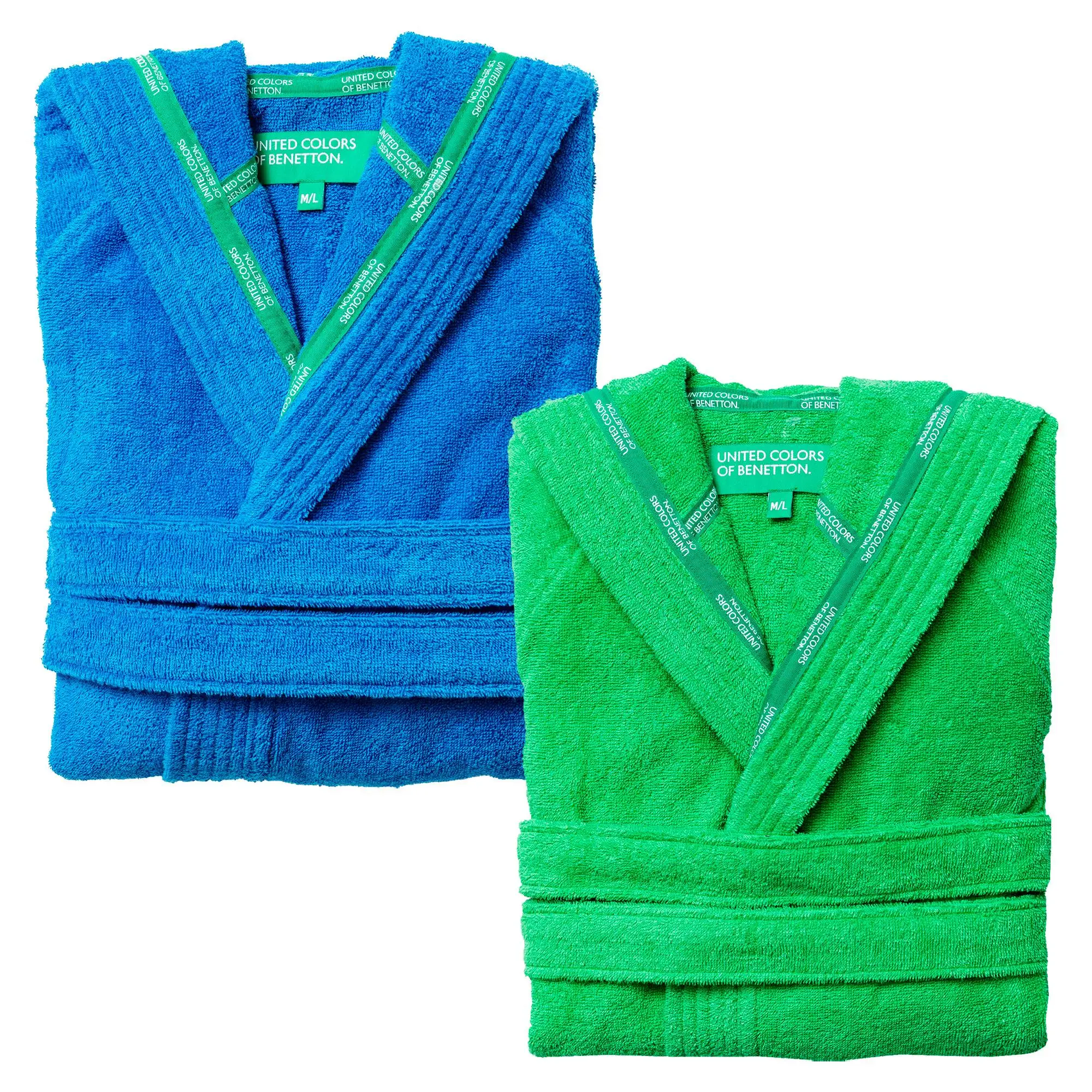 BENETTON Pack de 2 albornoces con capucha de algodón de rizo 100% colección Rainbow