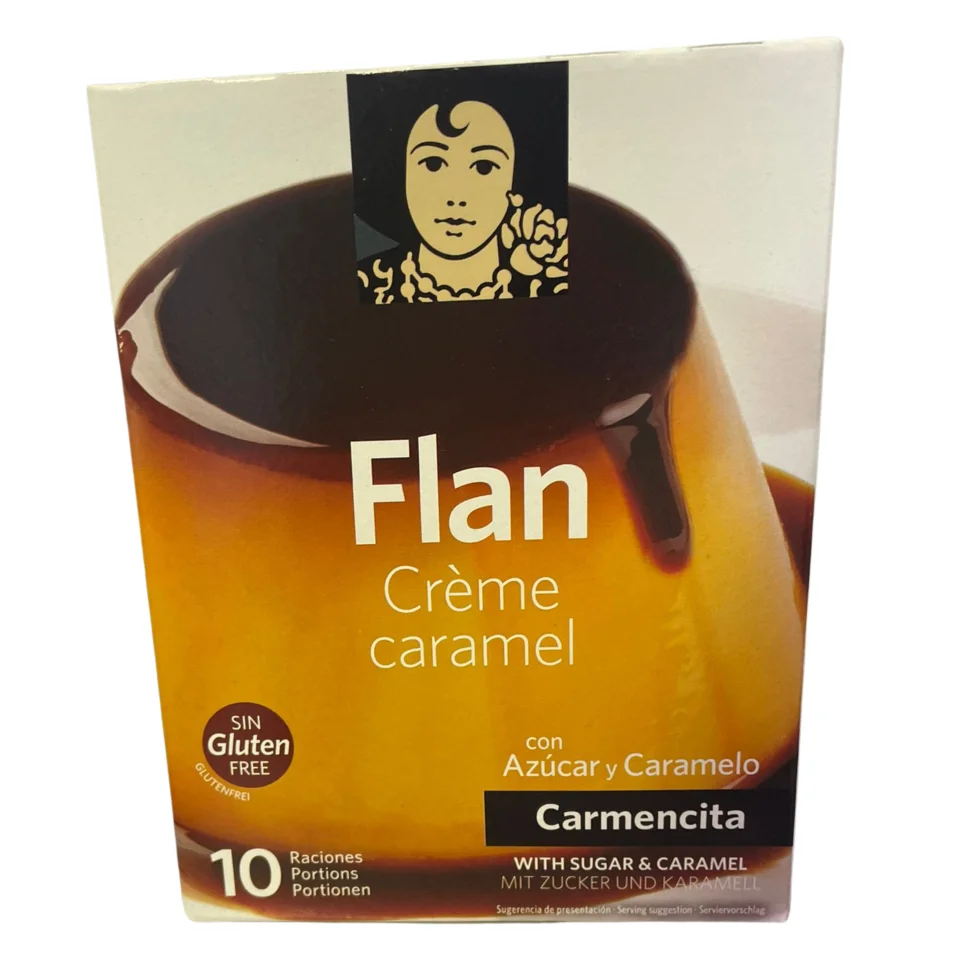 Flan con azúcar y caramelo, marca Carmencita 190g - Postre delicioso para el hogar