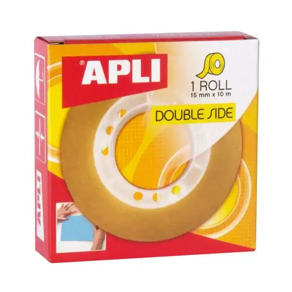 Apli cinta adhesiva de doble cara 15 mm x 10 m - transparente