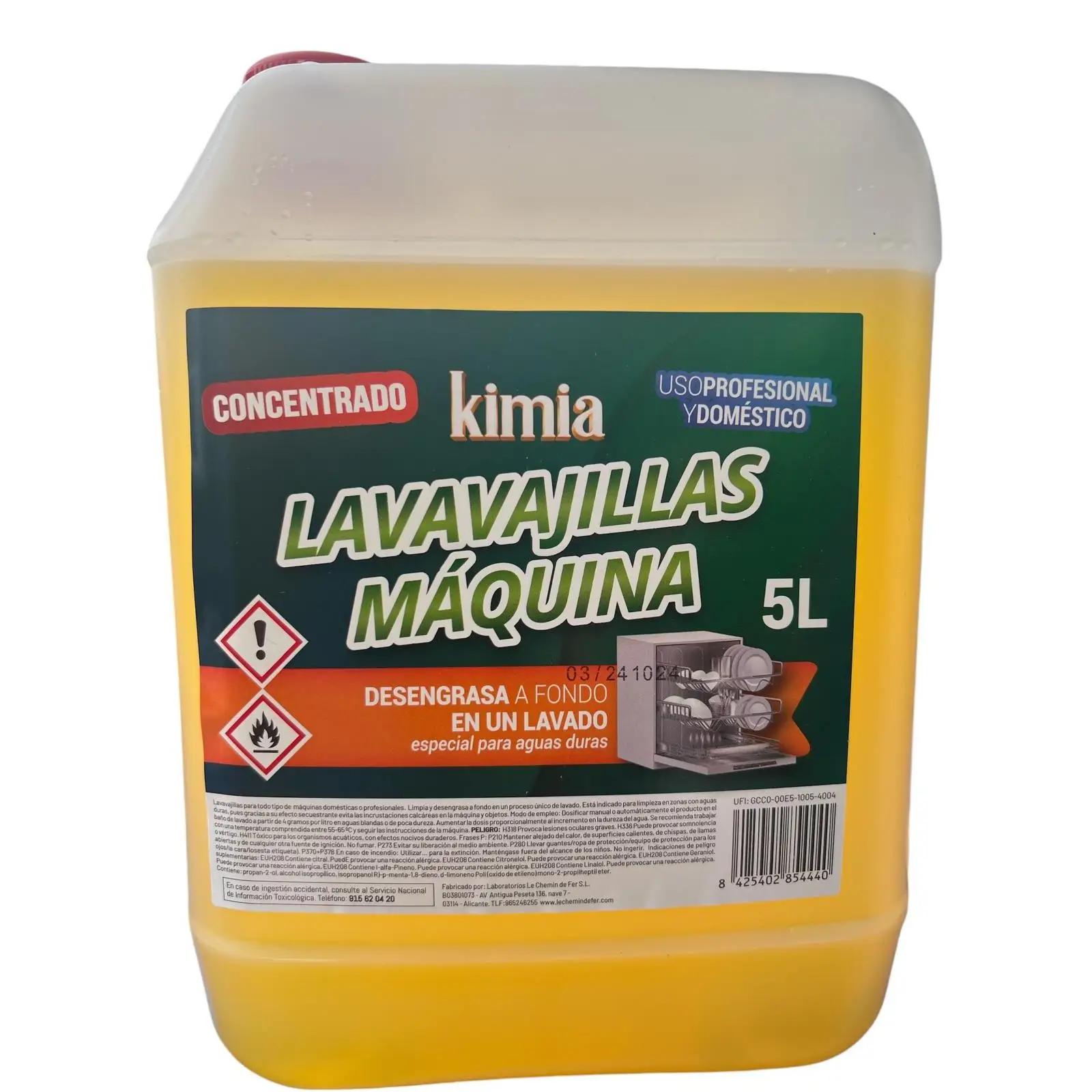 KIMIA DETERGENTE LAVAVAJILLAS CONCENTRADO MÁQUINA 5L DESENGRASA A FONDO EN UN LAVADO PROFESIONAL Y DOMÉSTICO