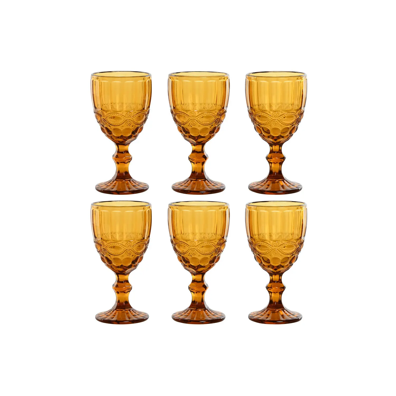 Copa set 6 cristal 8,7x8,7x17 325ml relieve ambar El mejor complemento para tu hogar.