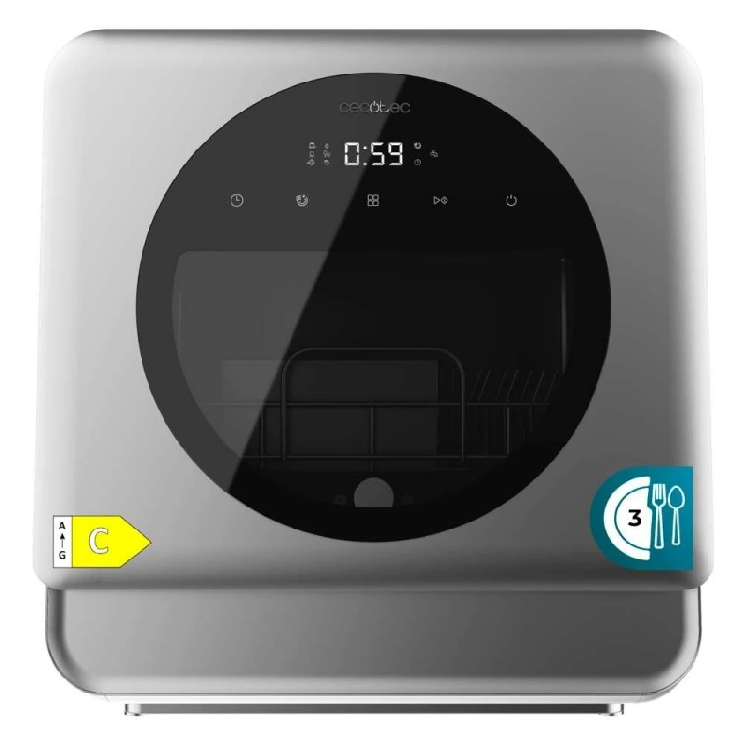 Cecotec compact dishwasher bolero aguazero 1150 dark with 3 services dark stainless steel finish, class c, with 6 programs
