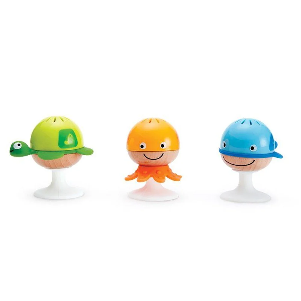 Gray rattles 3 units adhesive marine animals with sounds 25x12x9 cm (hape e0330)
