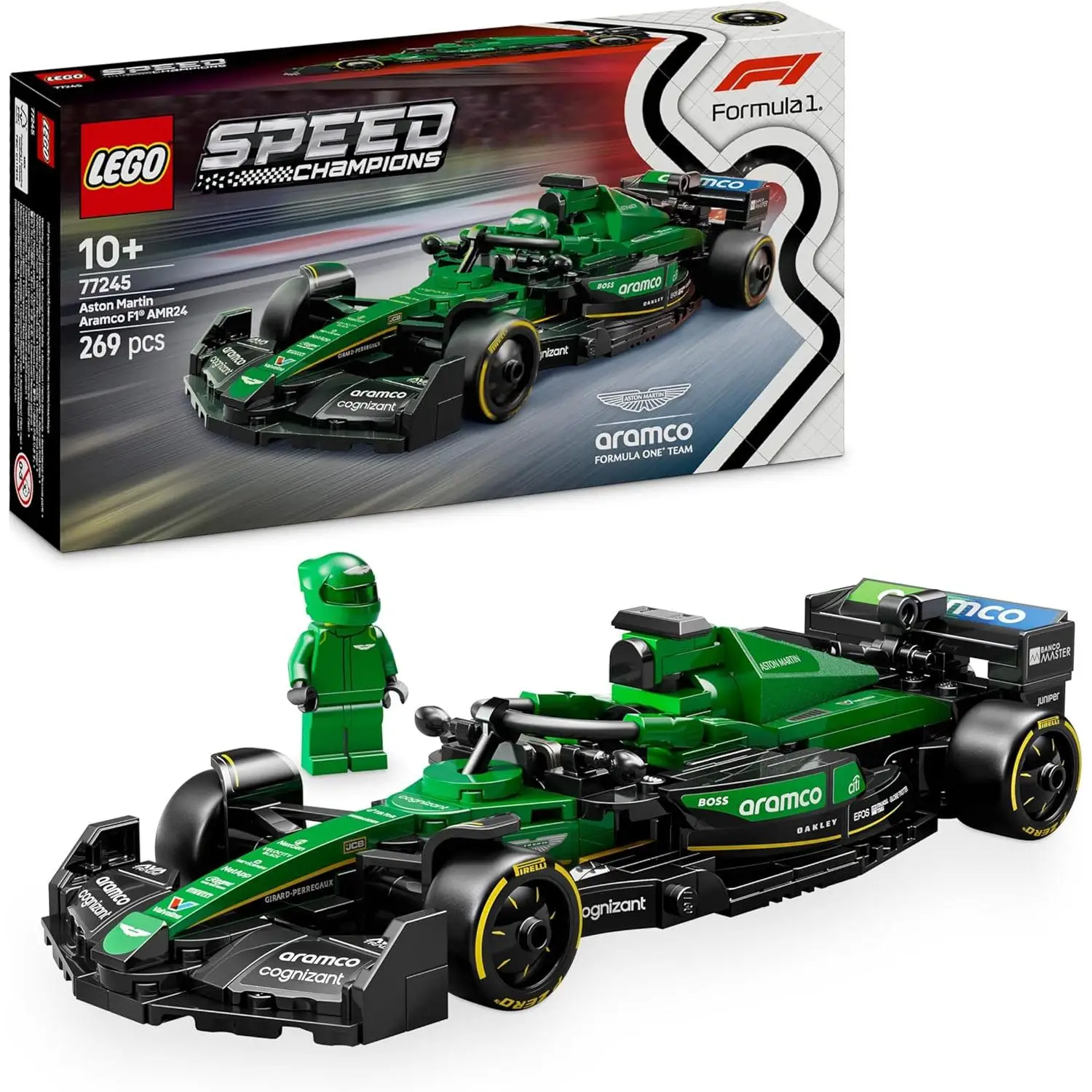 LEGO ++ Speed Champions Coche de Carreras Aston Martin Aramco F1 AMR24 de Juguete,  Regalo para Niños y Niñas de 10 Años o Más 77245