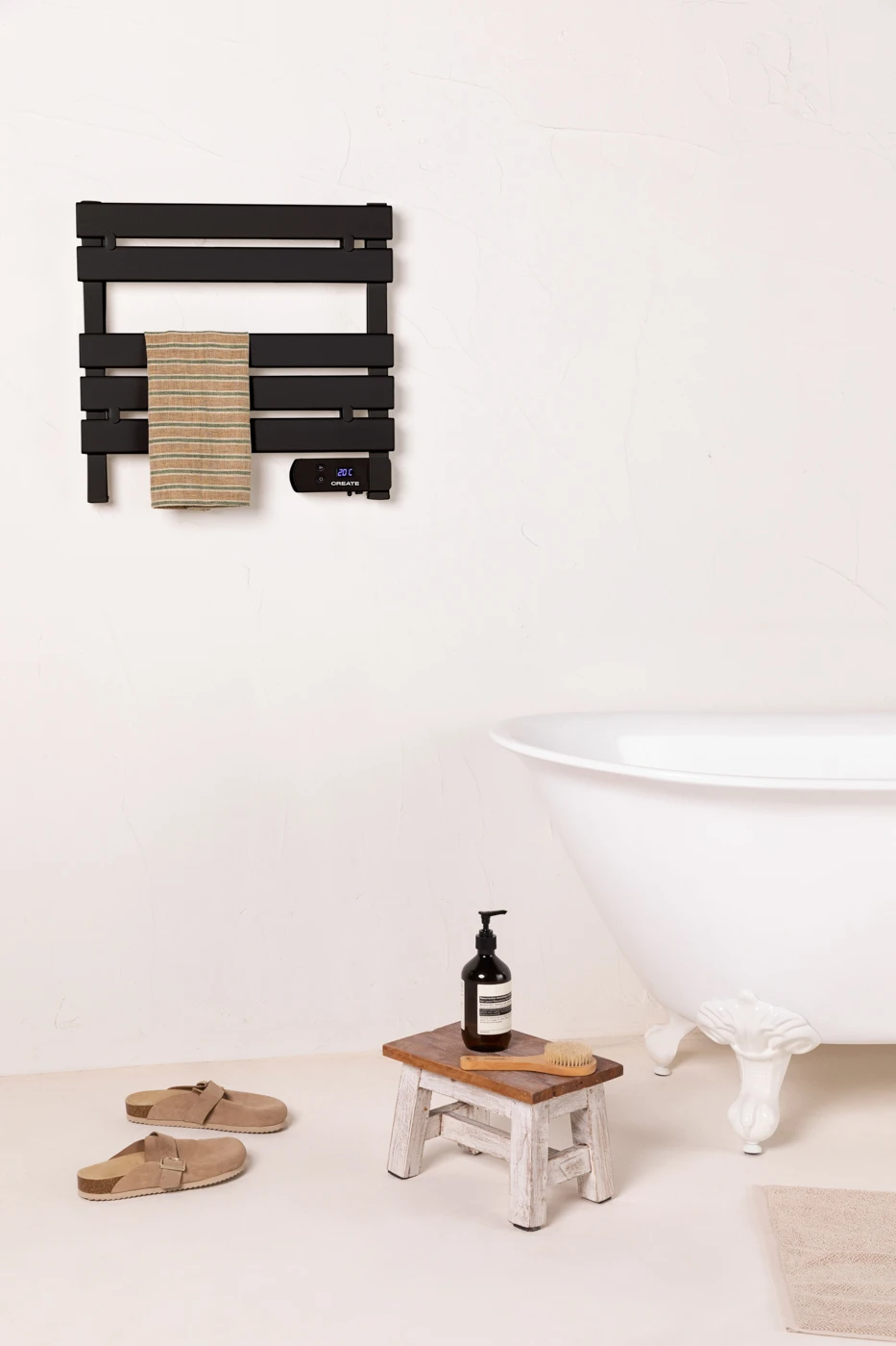 Create - Electric Towel Heater, Timer, with Accessories (Legs and Additional Shelf) - Warm Towel Mini 150W