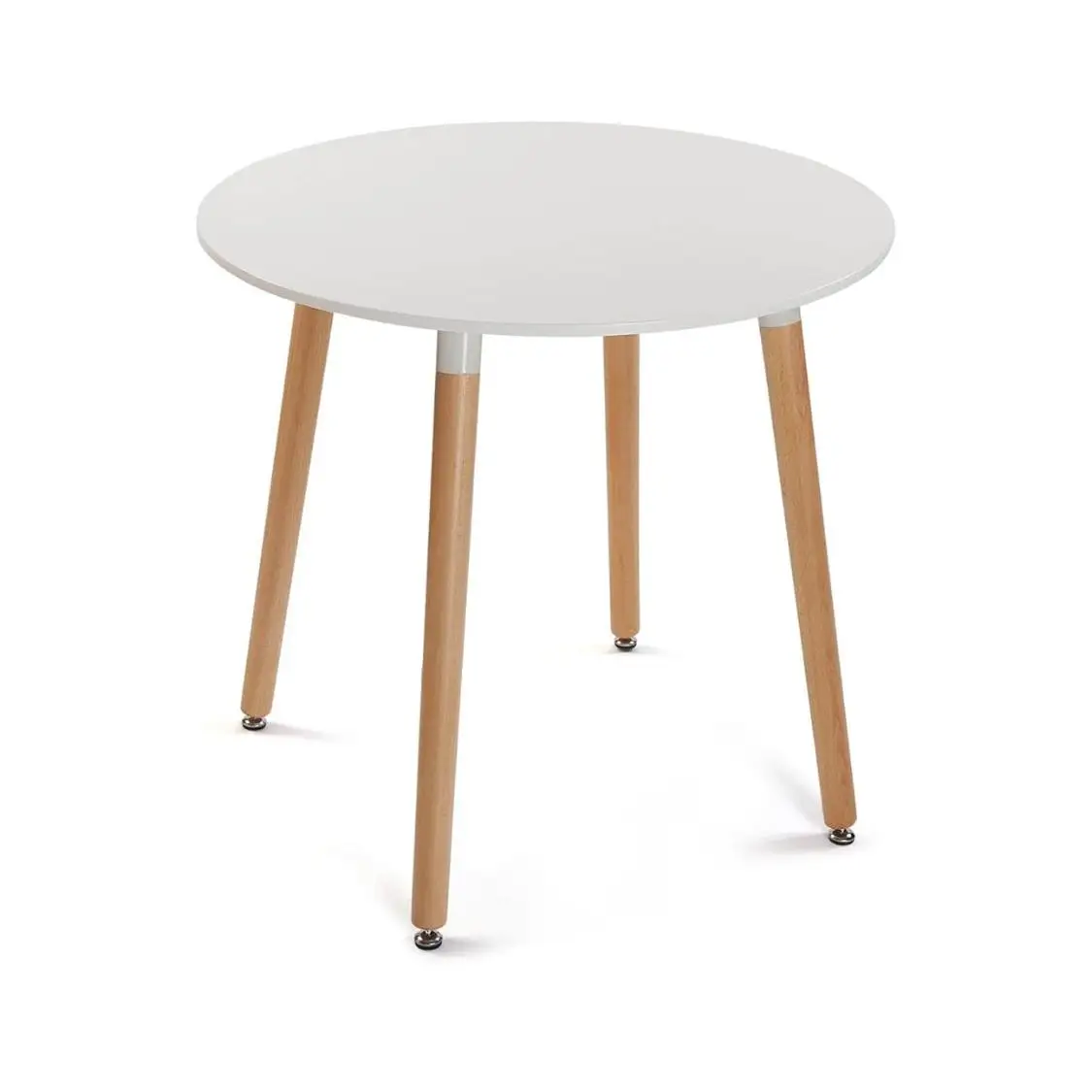 ORION91oficial® - Mesa Redonda (Ø80 x 75cm) Blanca 4 Patas Redonda Madera de Haya, Estilo Nórdico, Bar,Restaurante,Hostelería,Comedor,Salón,Cocina,Teletrabajo,Oficina - spaziOrion91