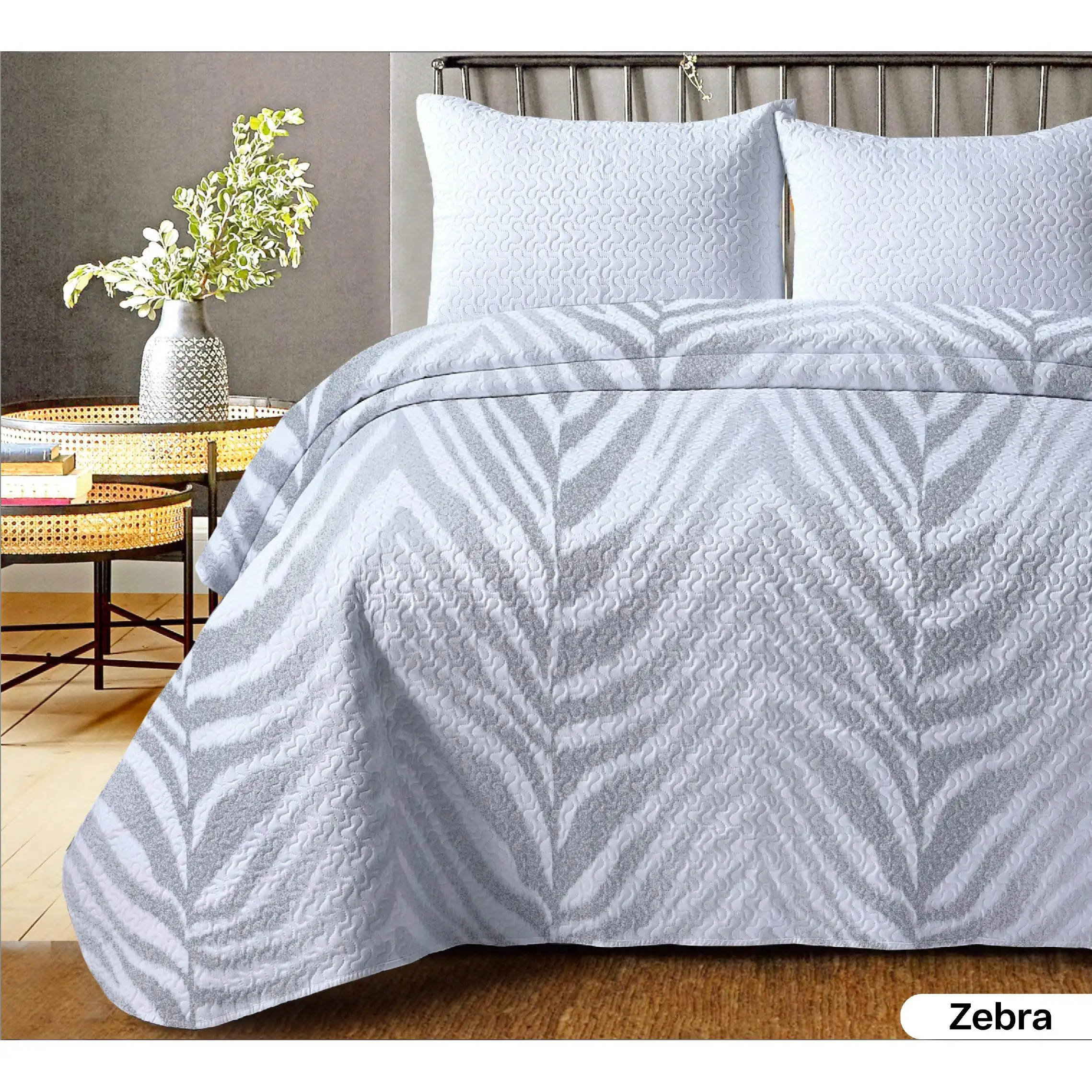 Tolrá Colcha Bouti summer modelo Zebra Gris sin funda cojín 100% Poliéster. Fina, Extra Suave y Ligera. 90/105/135/150CM