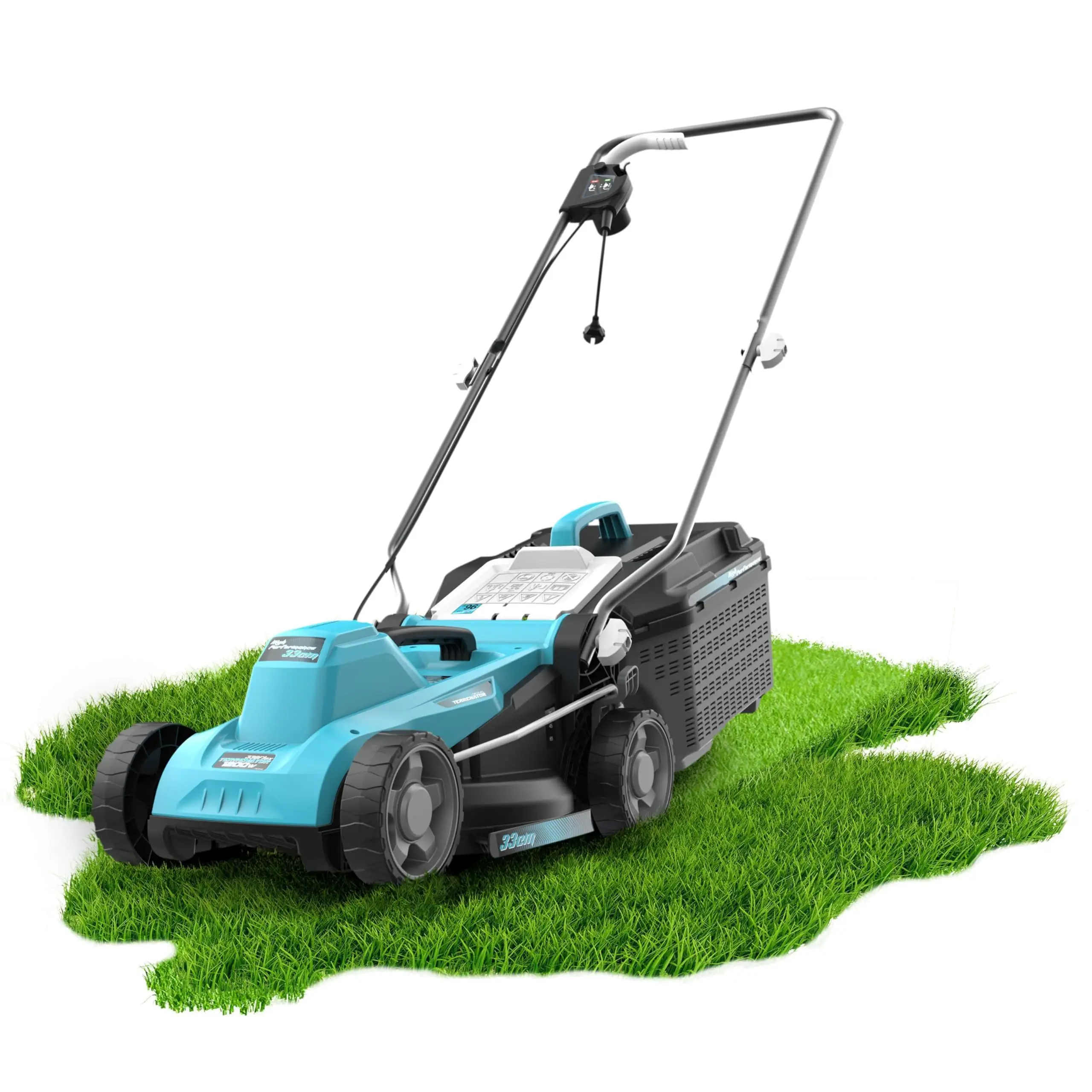 Cortacésped de cable Cecotec Terrenator 330 Flex. 1200W, ancho de corte 33cm, fácil maniobrabilidad, altura de corte ajustable, seguridad con tecnología BeltDrive
