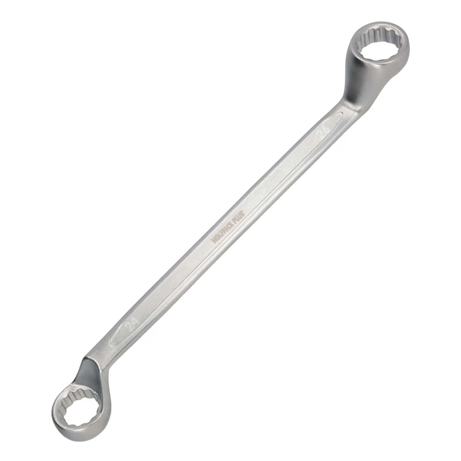 WOLFPACK LINEA PROFESIONAL Llave Estrella Acodada Plus Acero Cromo Vanadio  DIN 838 - Resistente y Versátil - Cromo Mate - Ideal para Trabajos Industriales