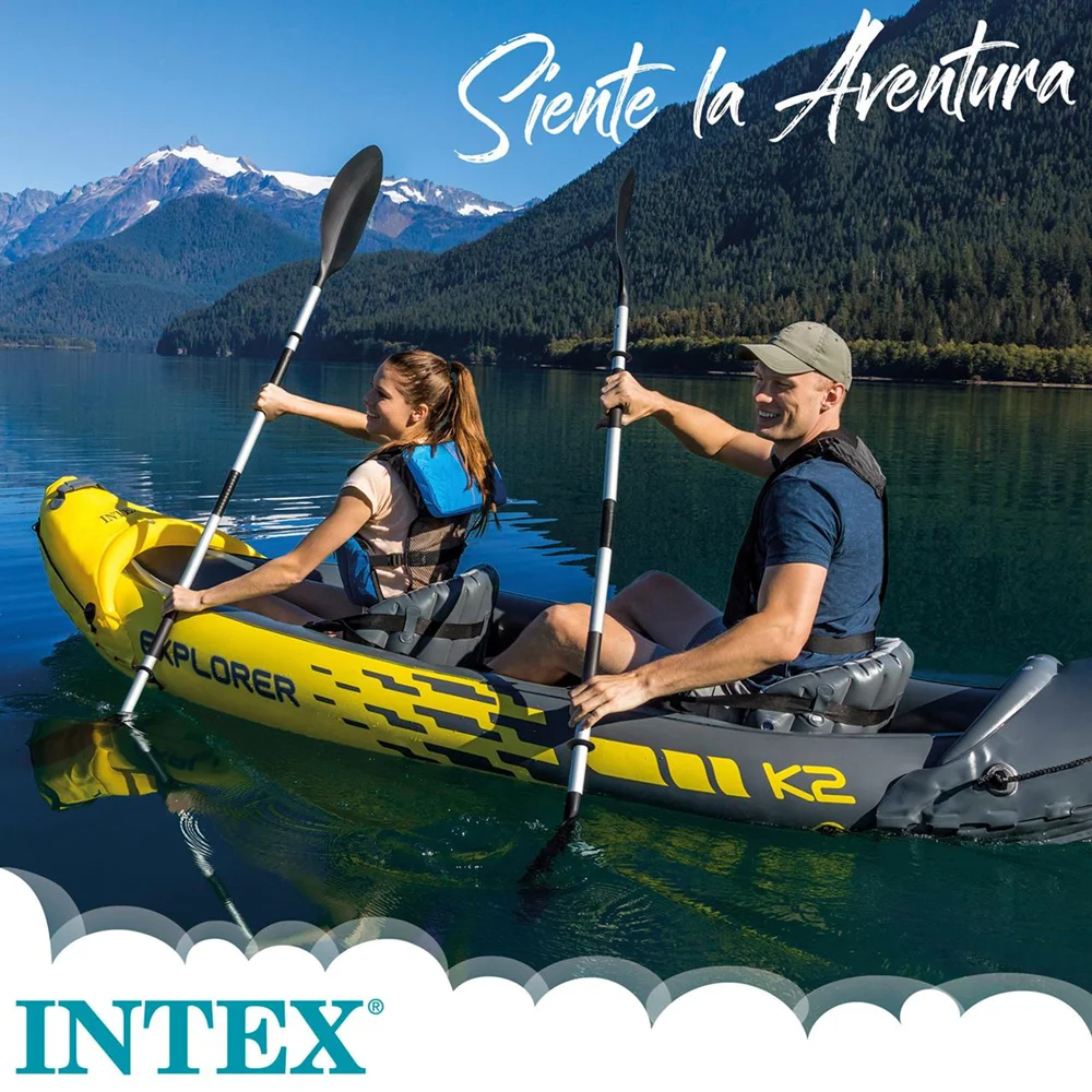 Kayak for 2 people with oars with aluminum handle + explorer k2 inflation pump 312x91x51 cm (color baby 68307)