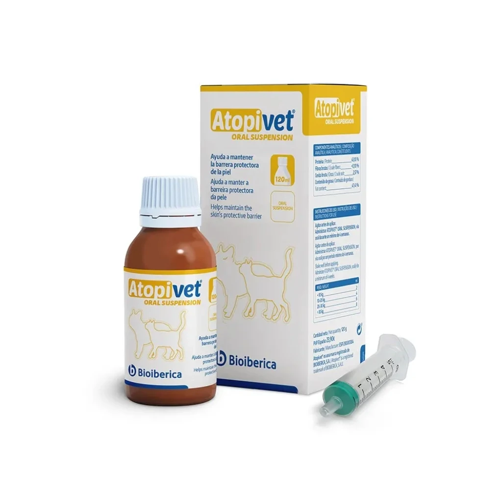 BIOIBERICA Atopivet Suspensión Oral (120 ml) - Ayuda a Mantener la Barrera Protectora de la Piel en Perros y Gatos