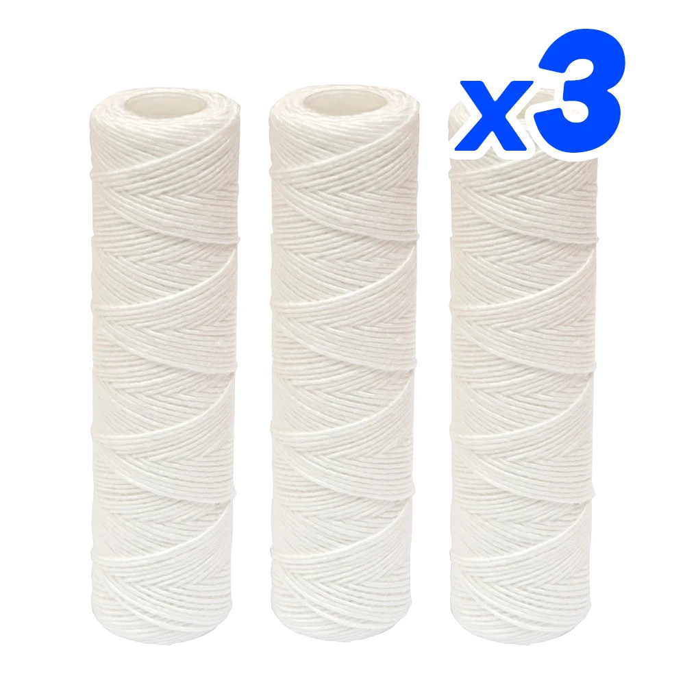 Pack de 3 filtros de partículas agua potable | Recambio filtro de hilo bobinado 10" 25cm | Suministros Castro