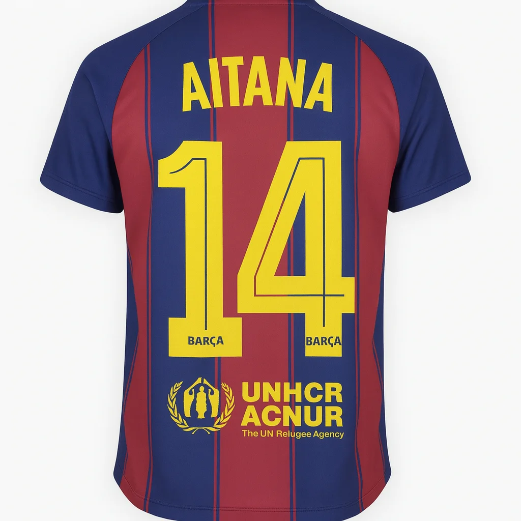 FC Barcelona camiseta 1ª equipación Aitana dorsal Nº 14- Réplica con licencia oficial- Unisex Adulto