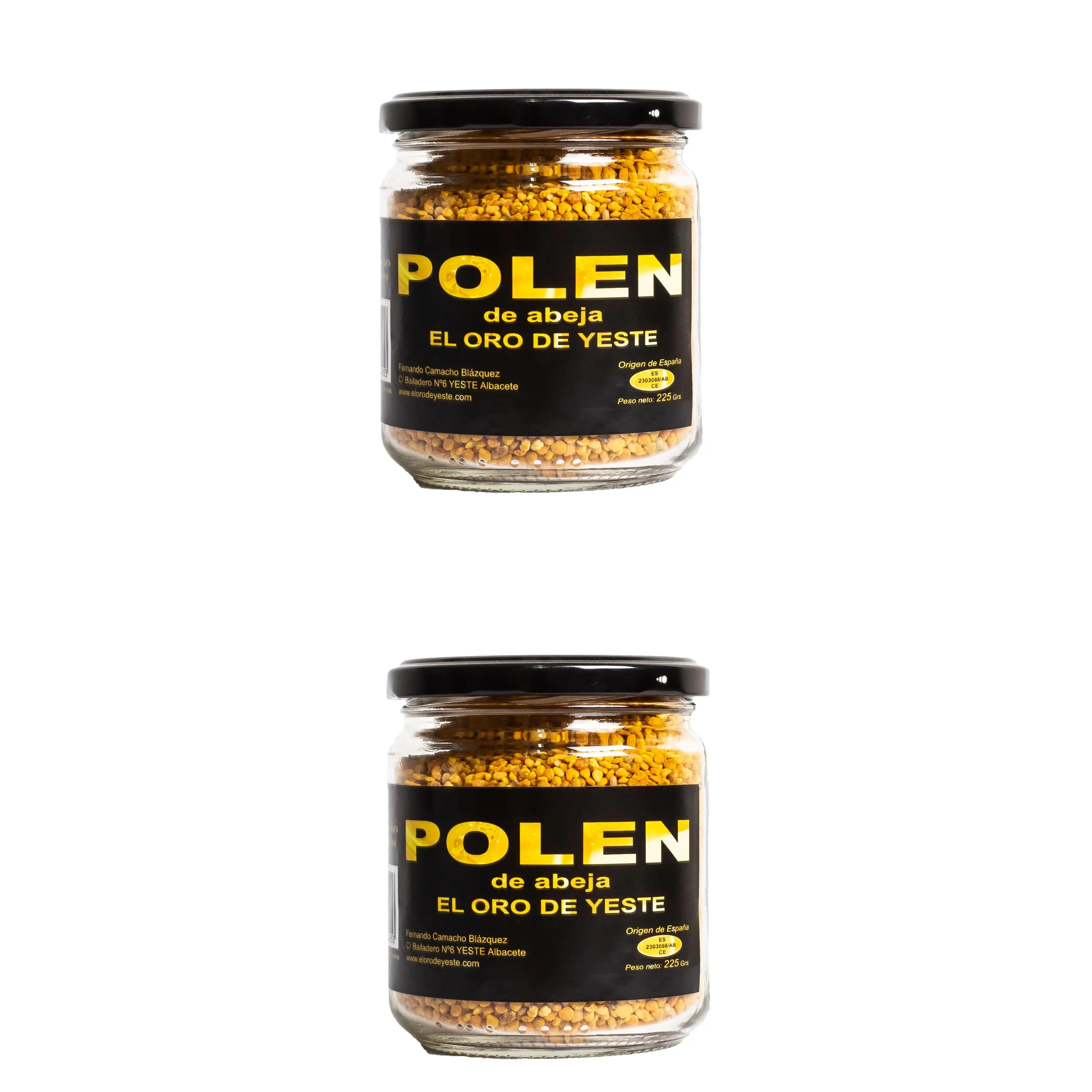 Lote de 2 tarros de Polen 225 g. El Oro de Yeste. Secado natural con el aire de la sierra.