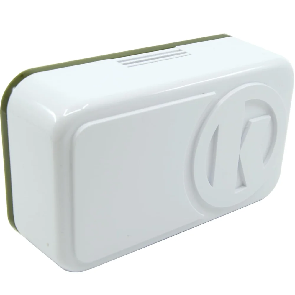 Temper Timbre Koban Kobell Duo 2 Notas 230V 80 dB Electromecánico - Diseño Clásico, Color Blanco con franja verde, Timbre para hogar o negocio, Doble tono