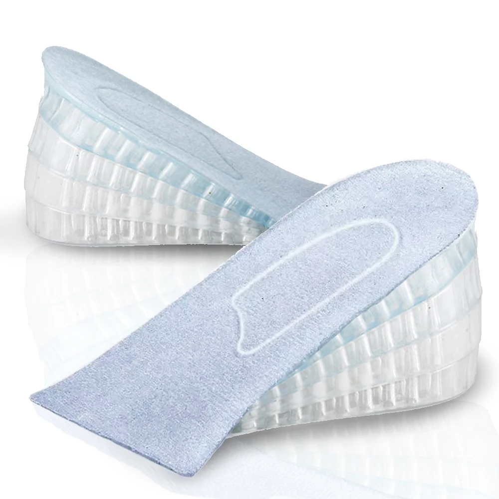 MOANATURA Plantillas Elevadoras Invisibles de Gel para Zapatos de Hombre y Mujer - Alzas de Silicona hasta 6,5 cm para Aumentar Altura y Aliviar Fascitis Plantar.