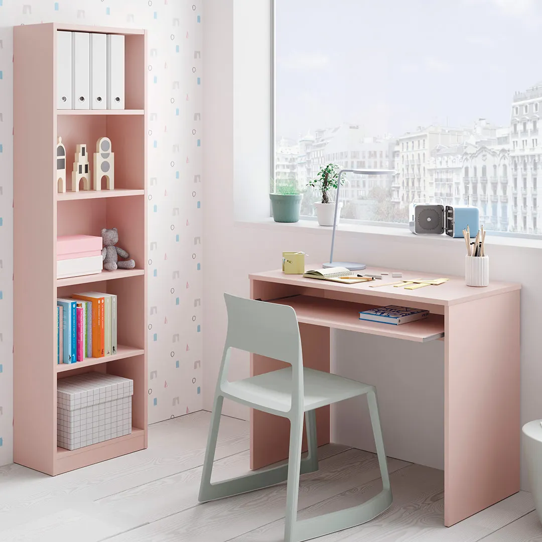 MESA ESCRITORIO CON BANDEJA 79x90x54CM ROSA