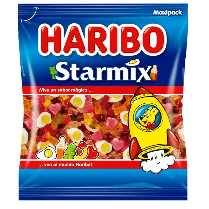 HARIBO MAXIPACK STARMIX 1KG Es el surtido de caramelos de goma con diferentes texturas y sabores. ¡Disfruta con las divertidas opciones para toda la familia! Sabor de Haribo TOP original calidad de