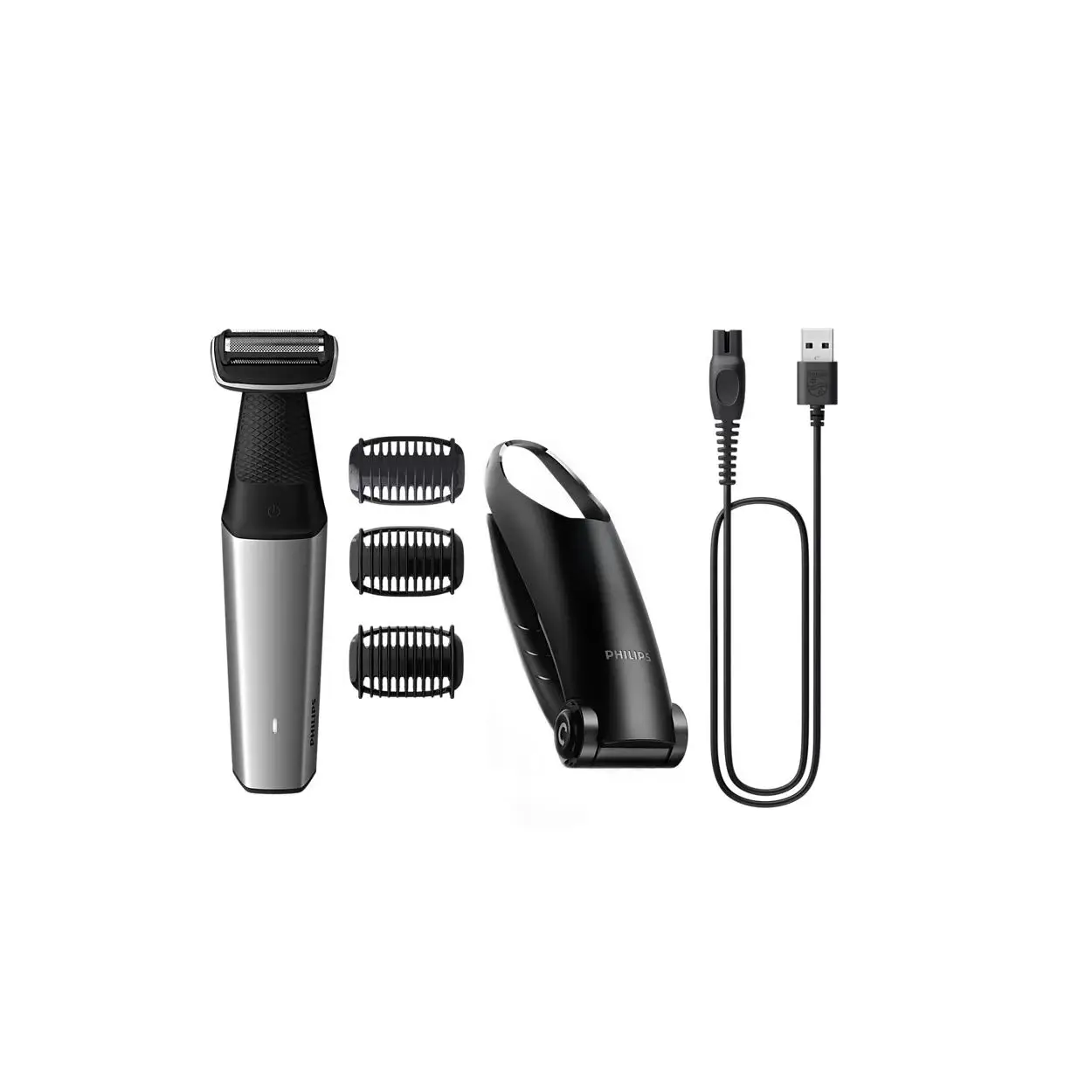 PHILIPS BG5021/15 body and intimate Shaver waterproof Bodygroom Series 5000 3-cut Combs 2-3-5mm fast charge/1h wear silver