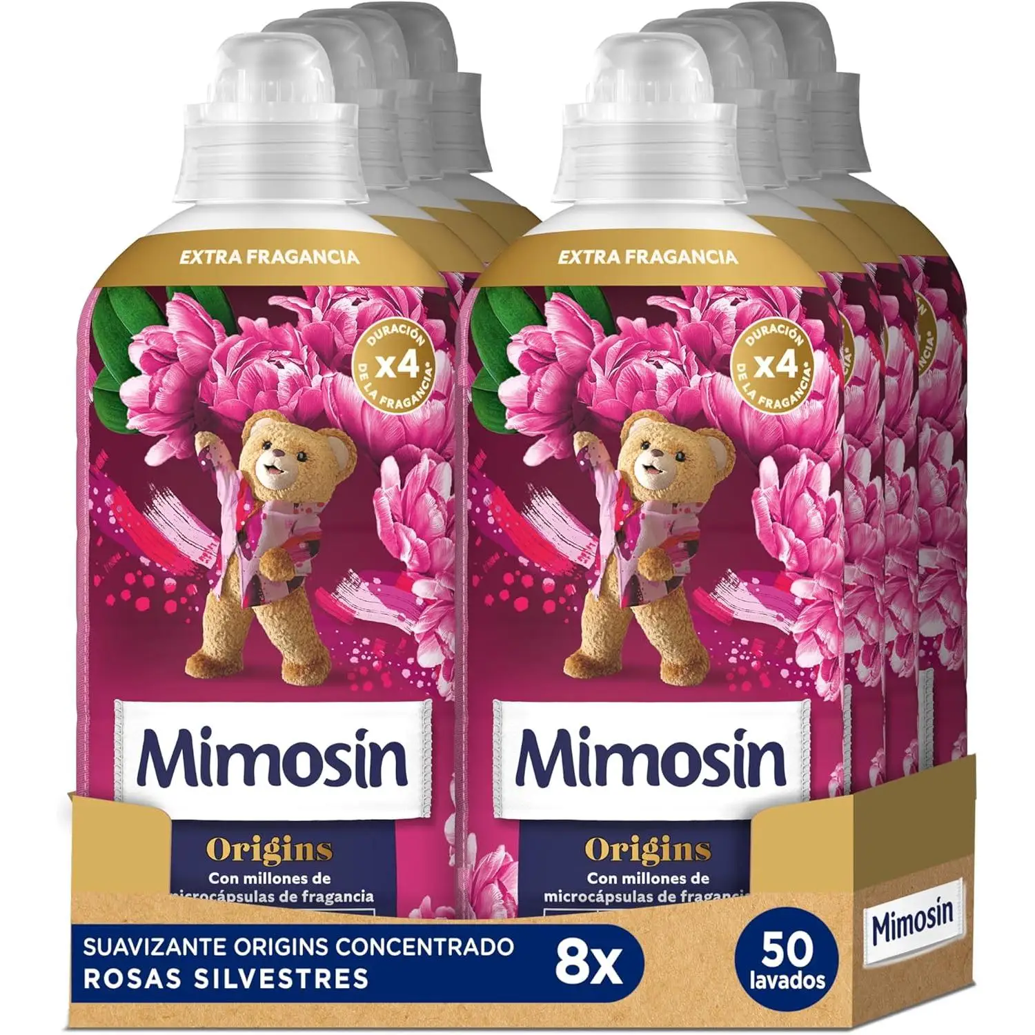 PACK de 8 - Mimosín suavizante concentrado extra fragancia Rosas silvestres 8 botellas de 50 lavados