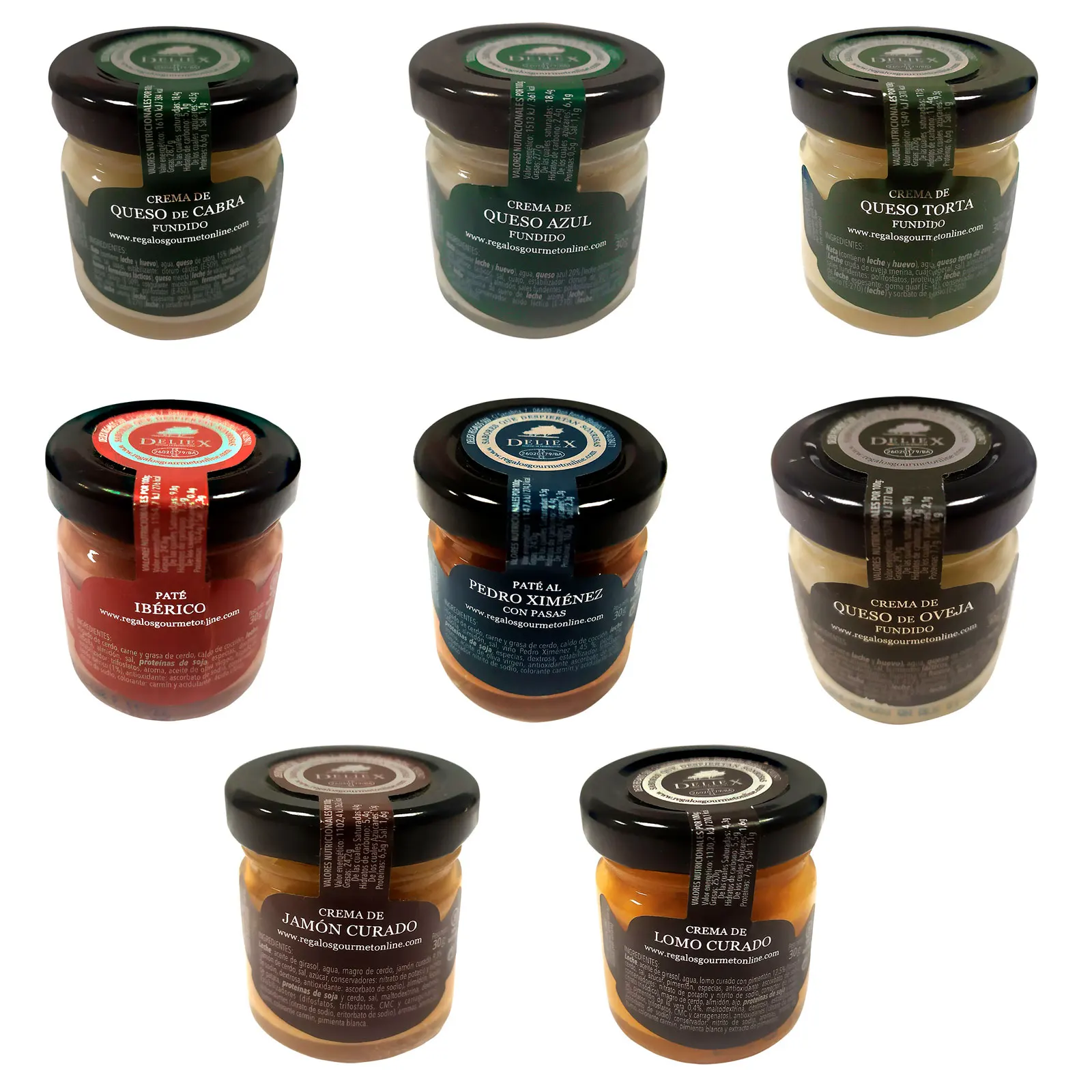 Deliex - Patés y cremas pequeñas sabores variados. Miniaturas gourmet en cristal 30 gr, detalles a invitados en eventos, bodas, comuniones, bautizos