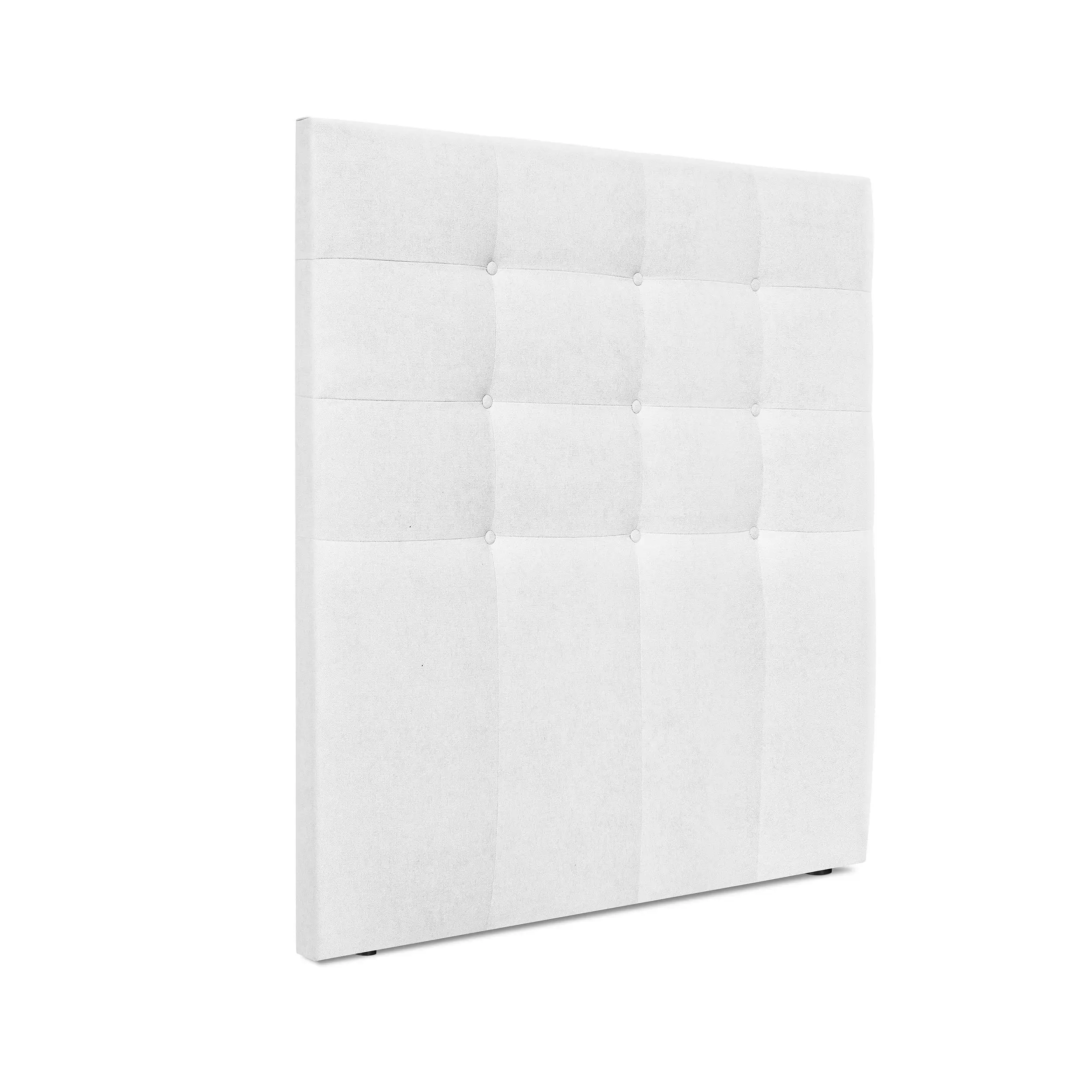 DHOME Cabecero Capitoné hasta el Suelo Cabezal 8cm tapizado ACUALINE Tela y Polipiel para Cama Dormitorio (Blanco Tela)