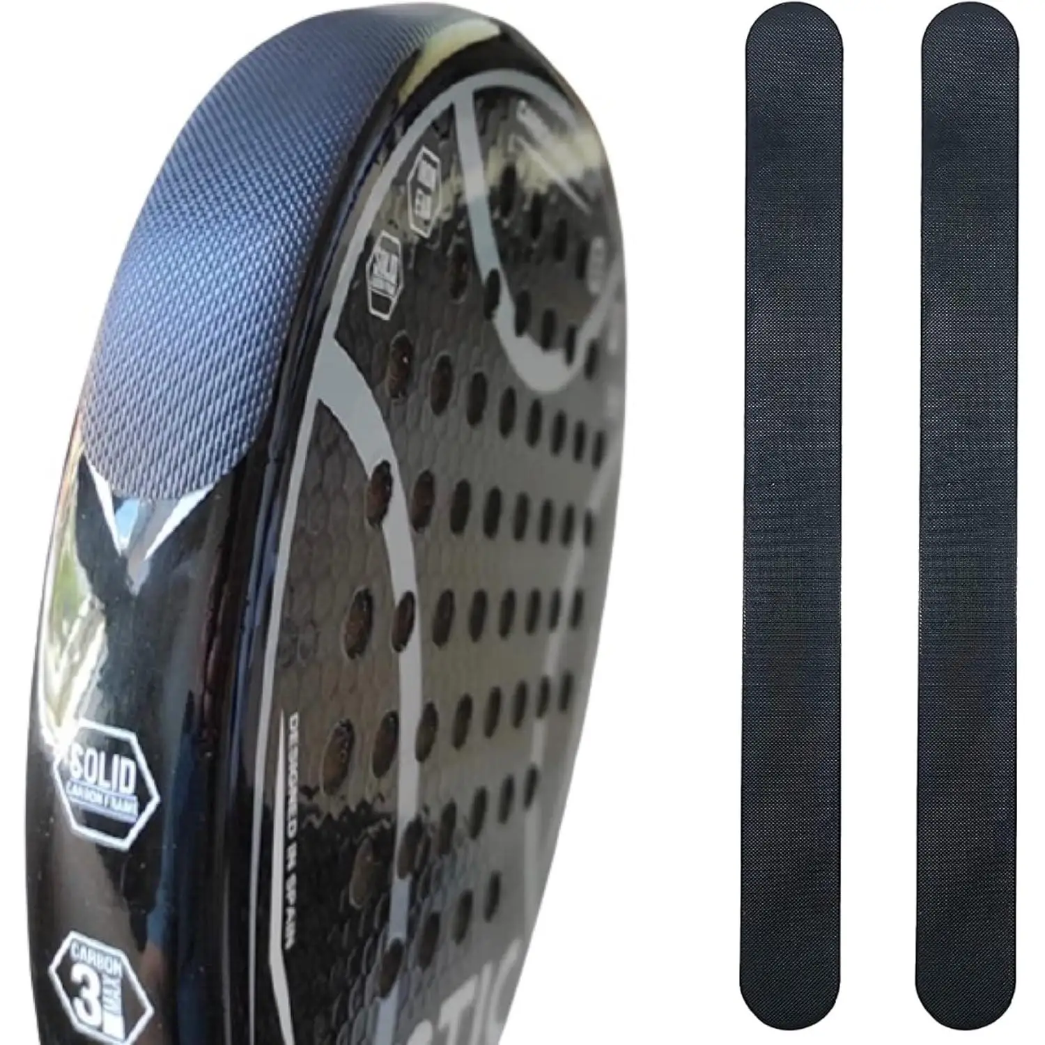 ZRZ Pack 2 Protectores Negro Pala de Pádel Rugoso - Cinta Multigranulada - Silicona Negra