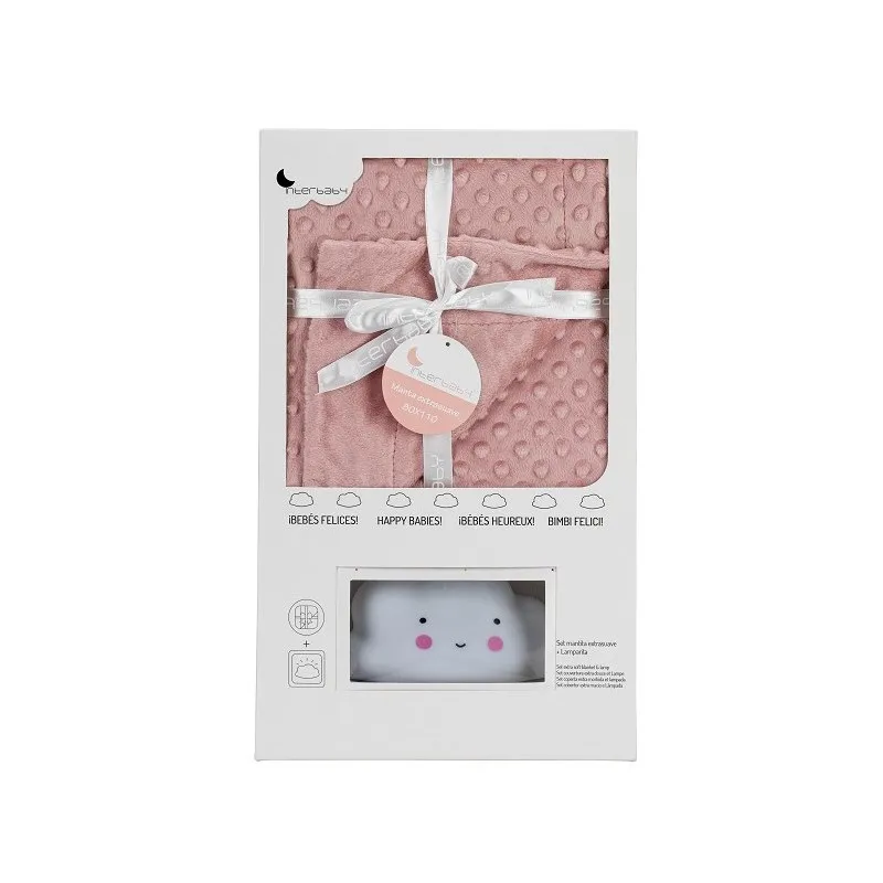 Interbaby Manta Bebé Burbuja Rosa Maquillaje 80x110cm + Lamparita Led