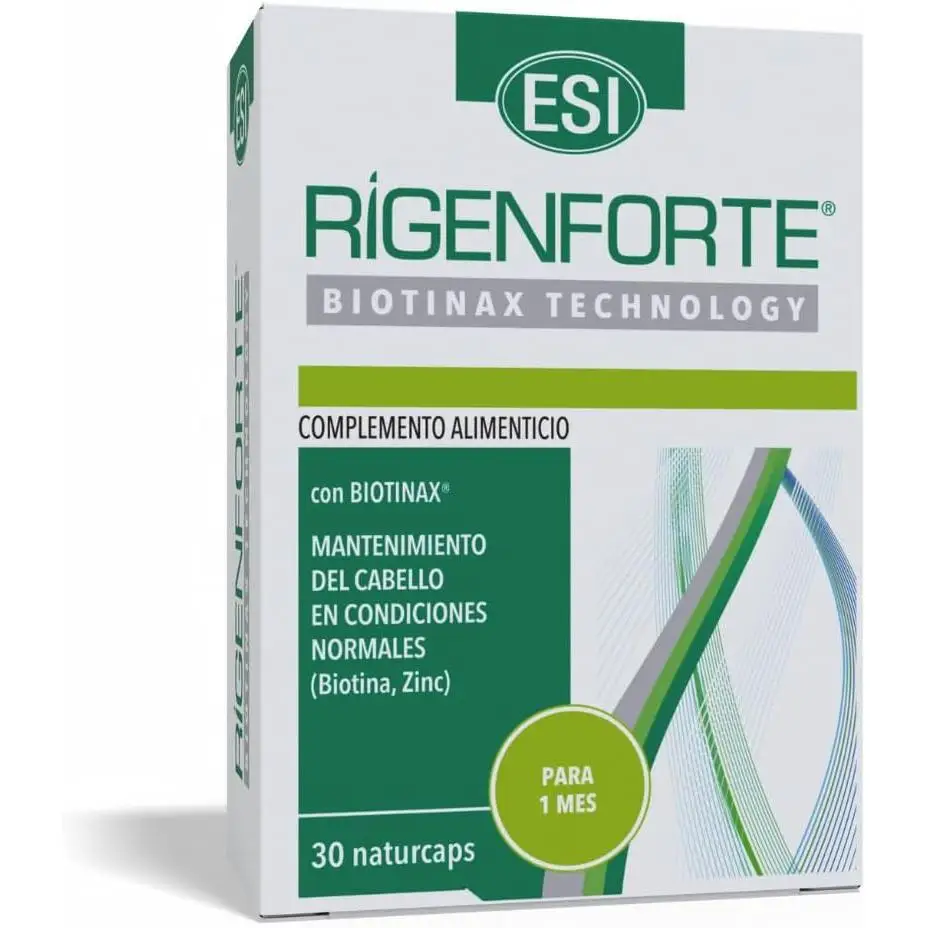 ESI Rigenforte Cápsulas – Con Biotinax® y Aminoácidos Azufrados – Zinc, Selenio, Vitaminas B5, B6 y Biotina – Sin Gluten, Sin Lactosa – Complemento alimenticio para Cabello y Uñas – 30 Cápsulas