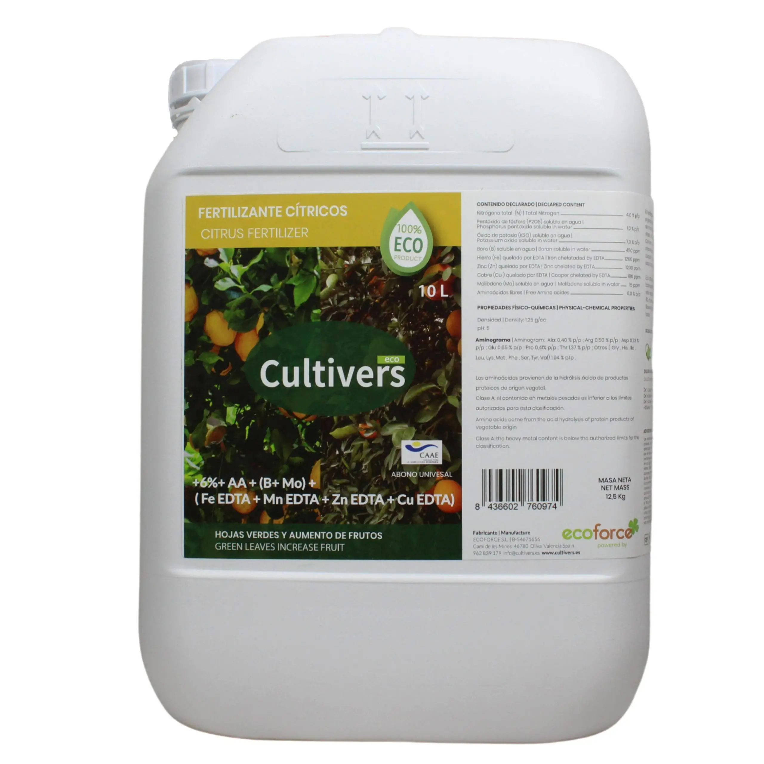 CULTIVERS Abono Cítricos Líquido Ecológico 10 L